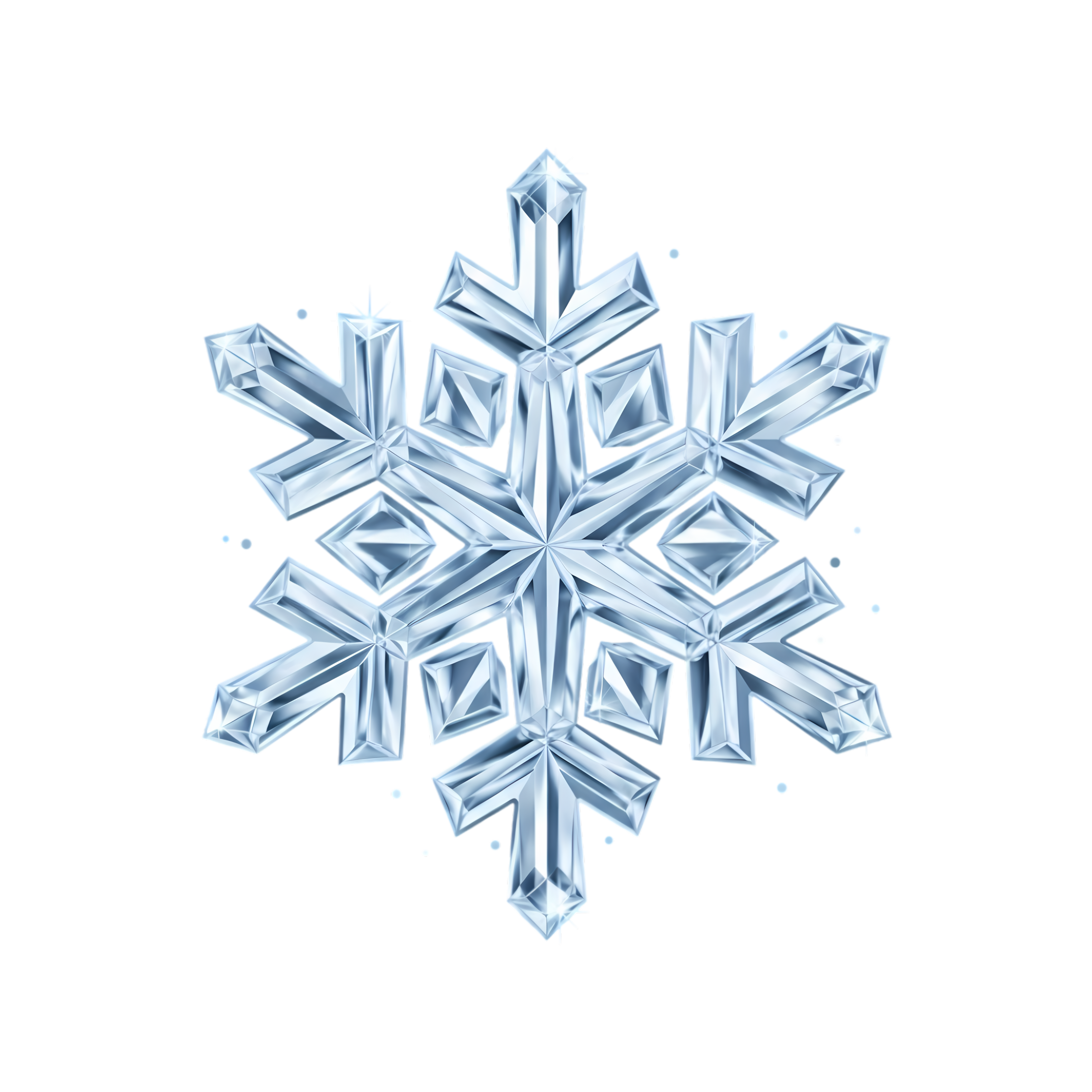 Faceted Pale Blue Crystal Snowflake