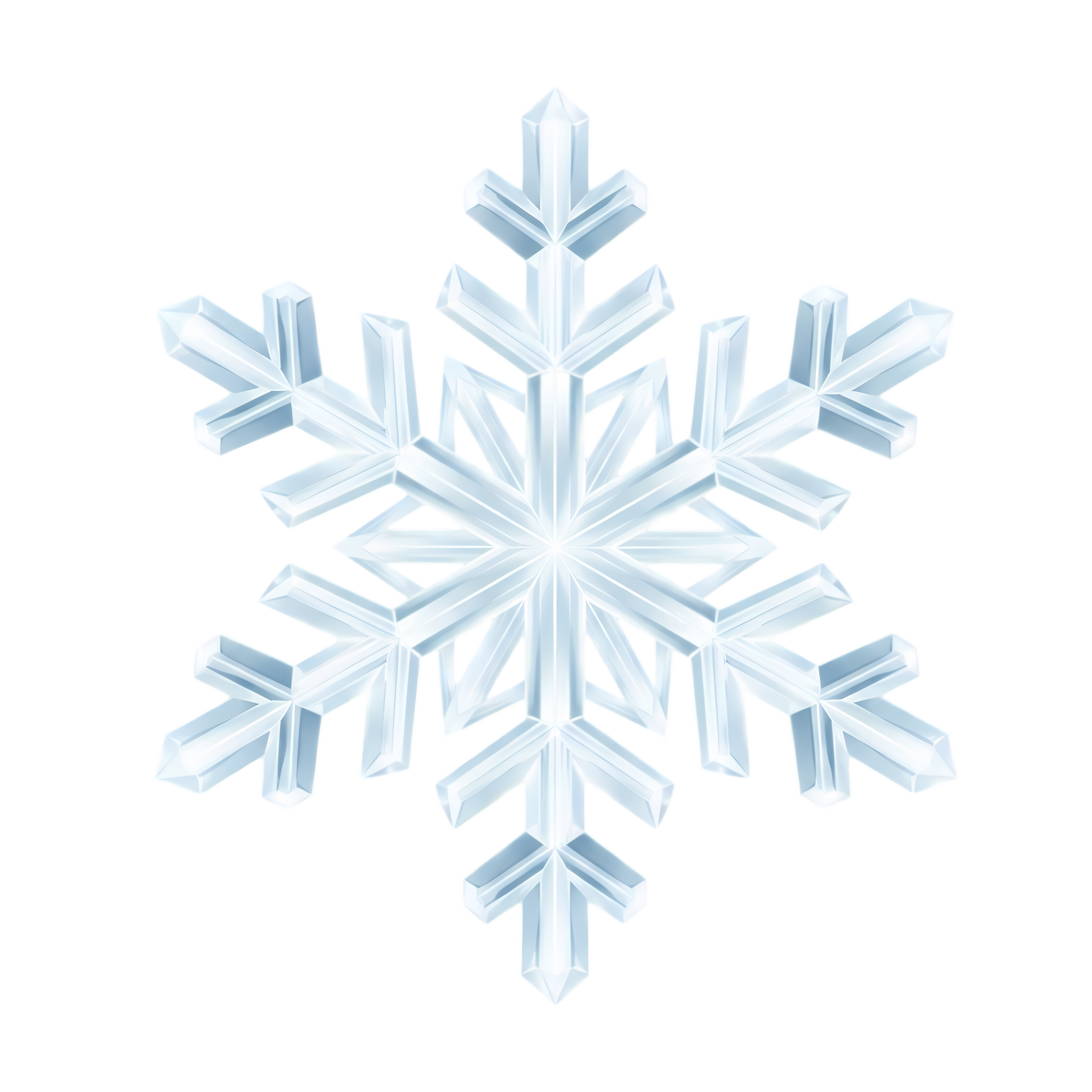Pale Blue Faceted Snowflake with Glossy Arms