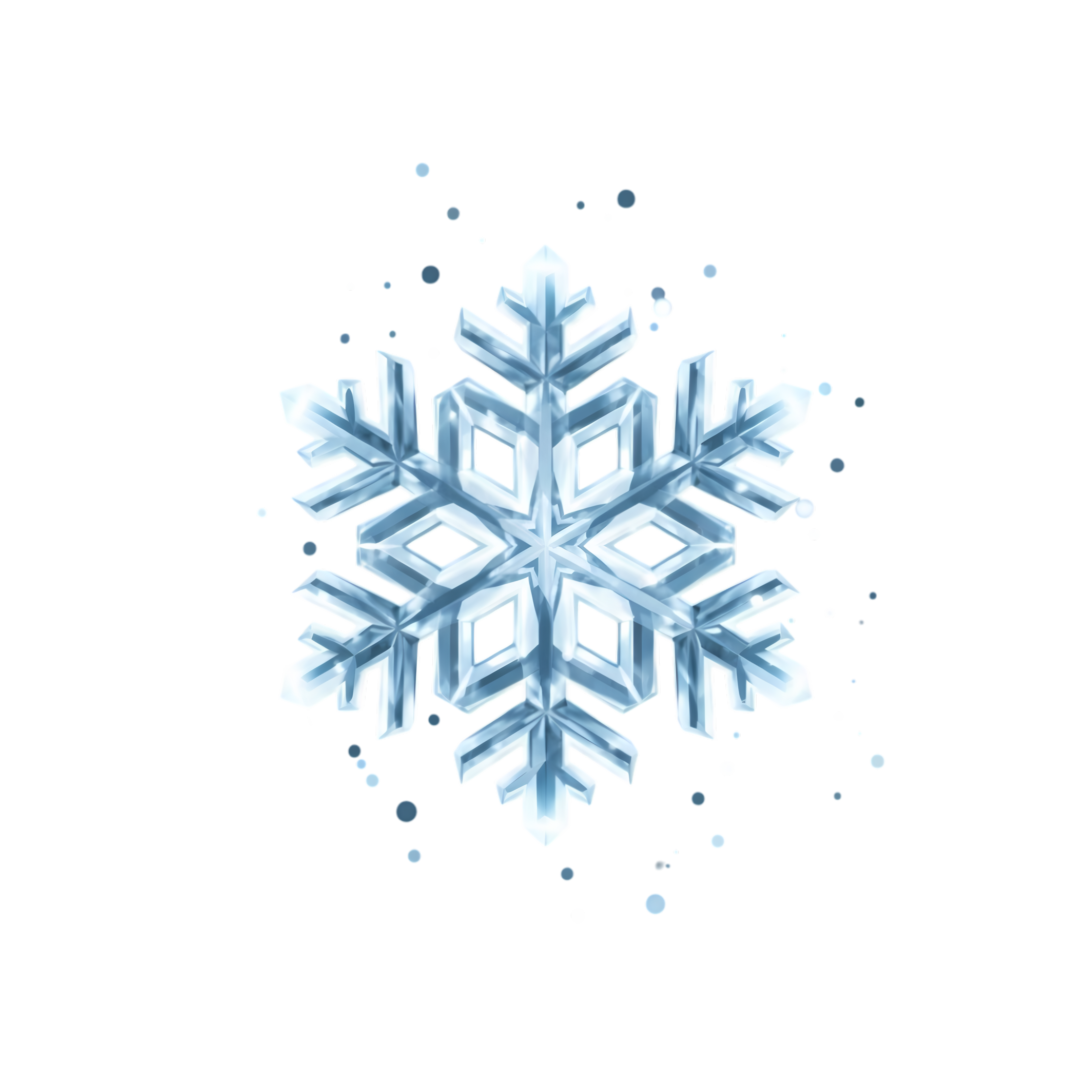 Glossy Ice Blue Snowflake with Faceted Arms