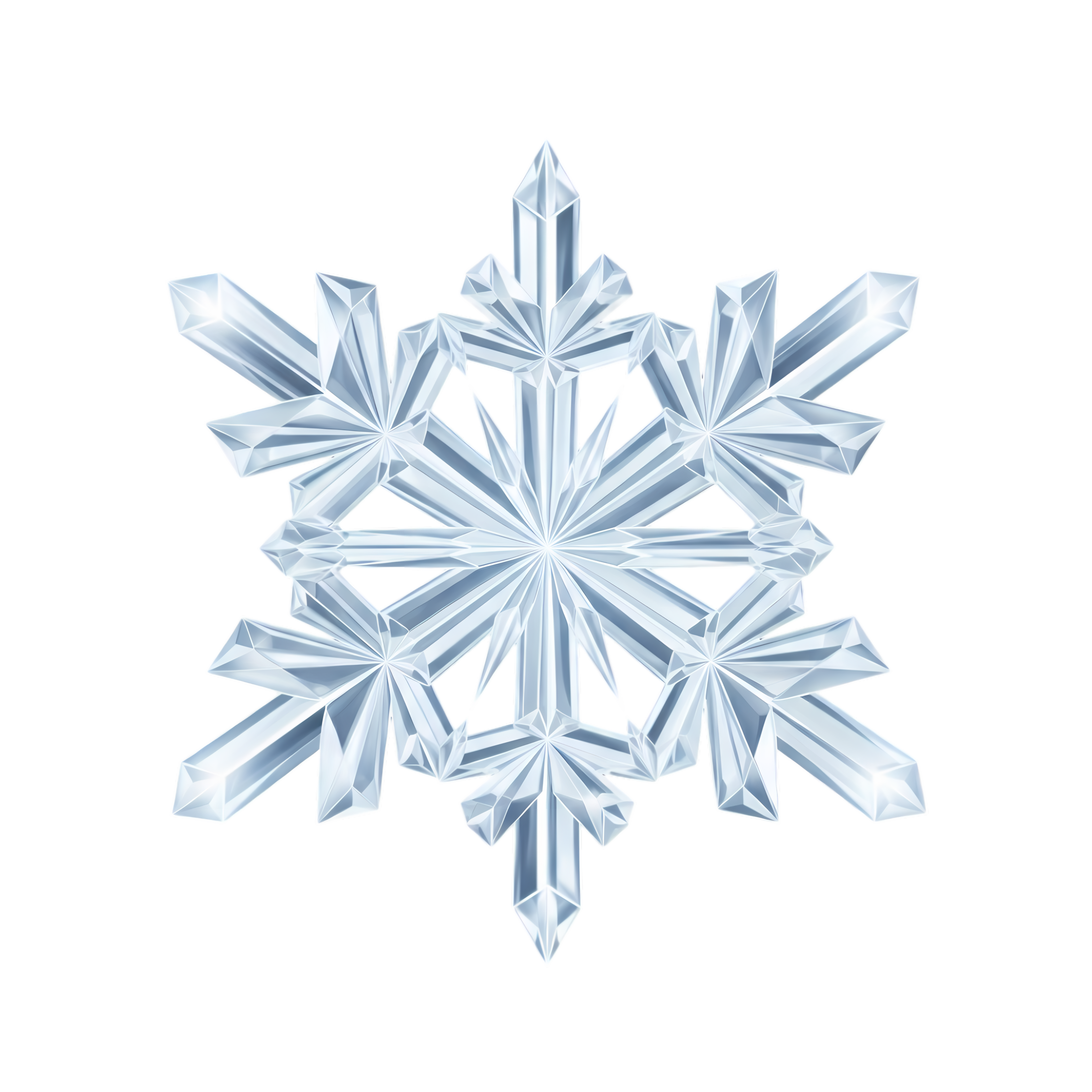 Faceted Icy Blue Crystal Snowflake