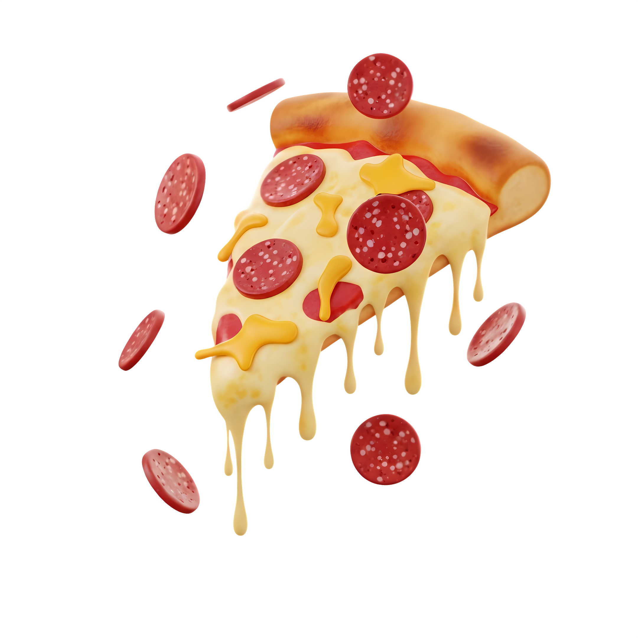 3d melting cheese pepperoni pizza slice