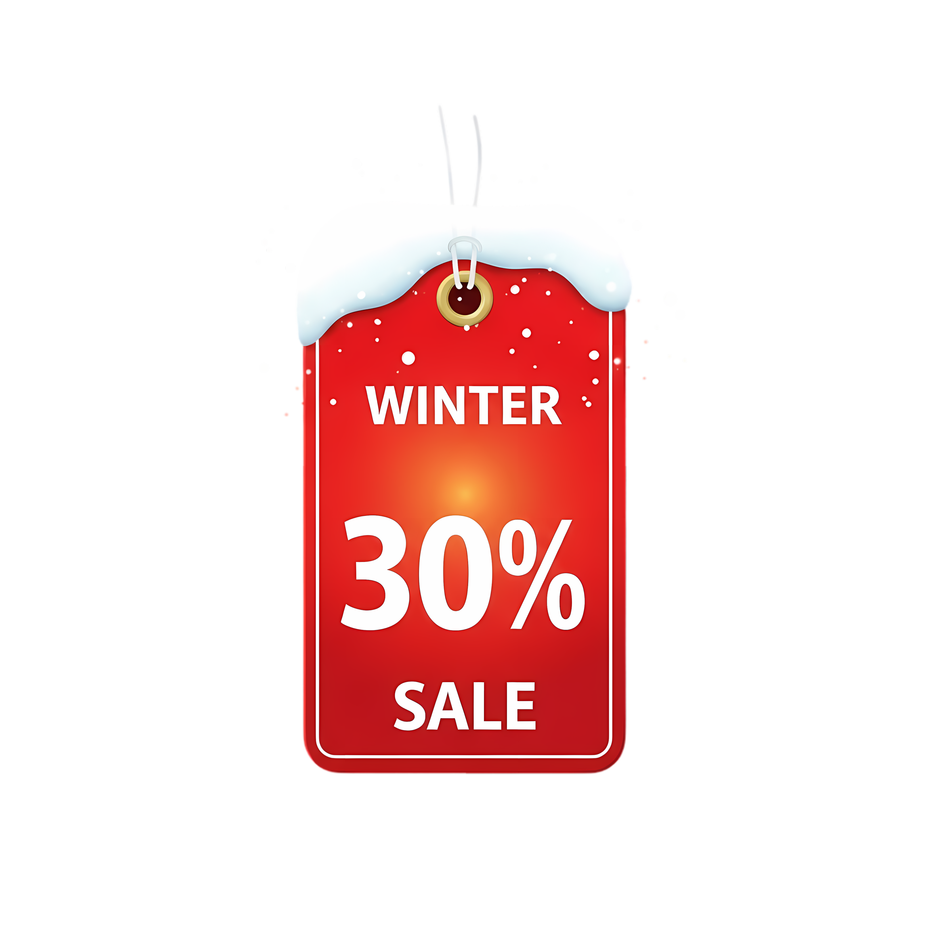 christmas winter discount tag in red with 30 percent