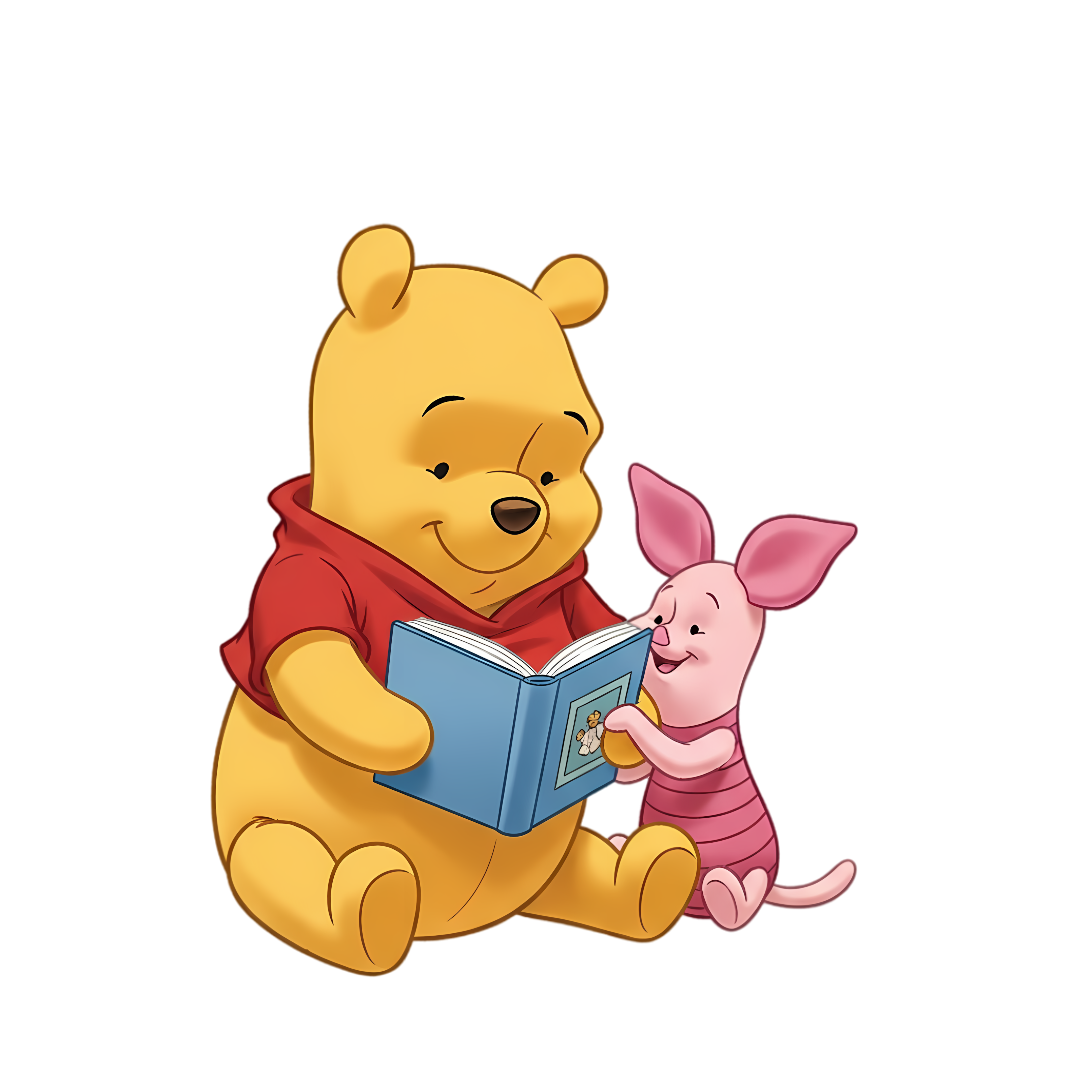 cozy pooh and piglet reading storybook