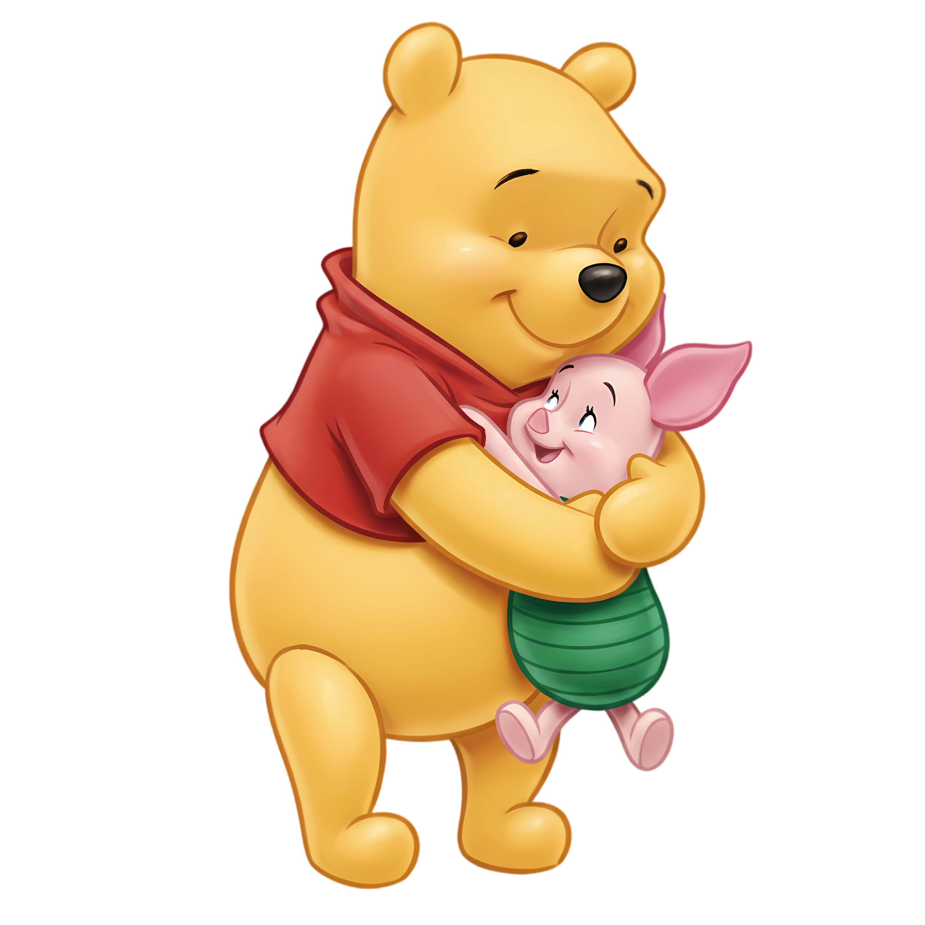 cute pooh bear hugging piglet softly