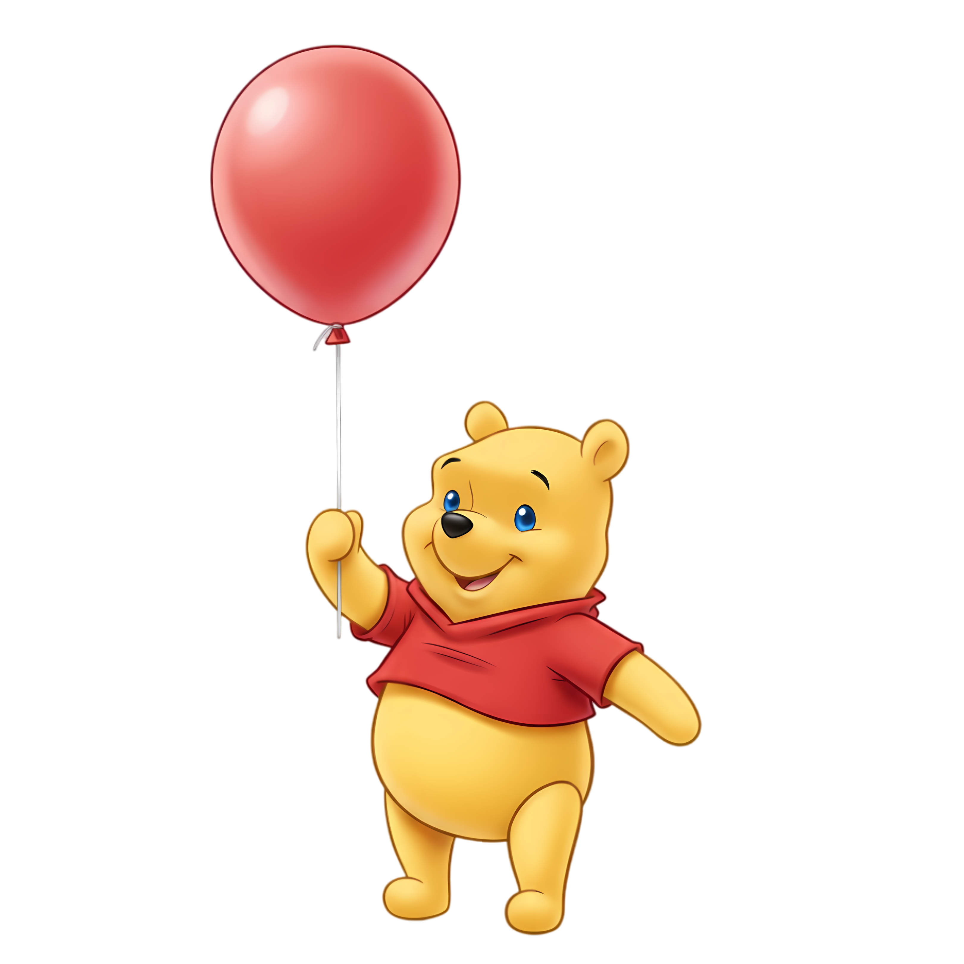 cute winnie the pooh holding a red balloon