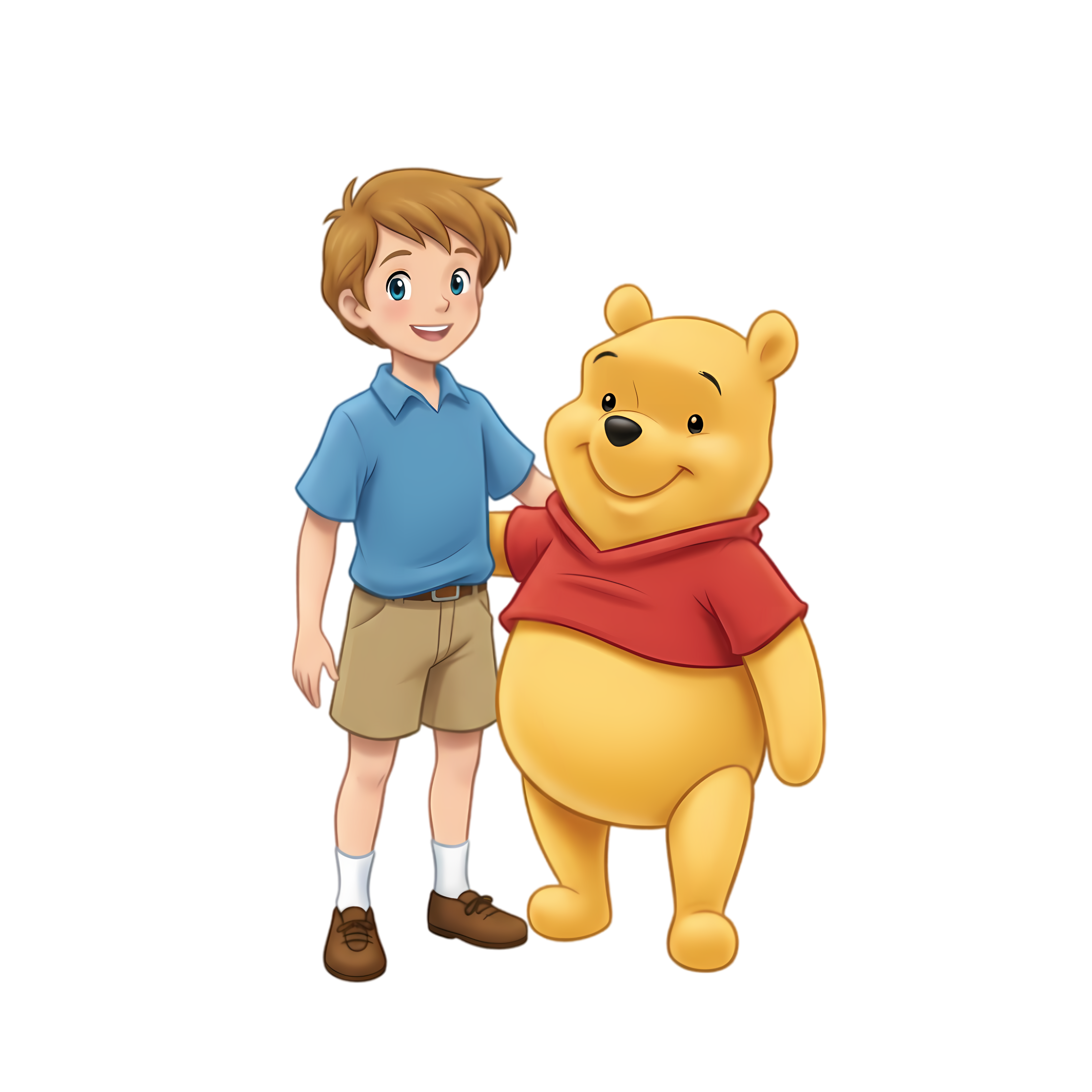 gentle pooh bear sitting with christopher robin