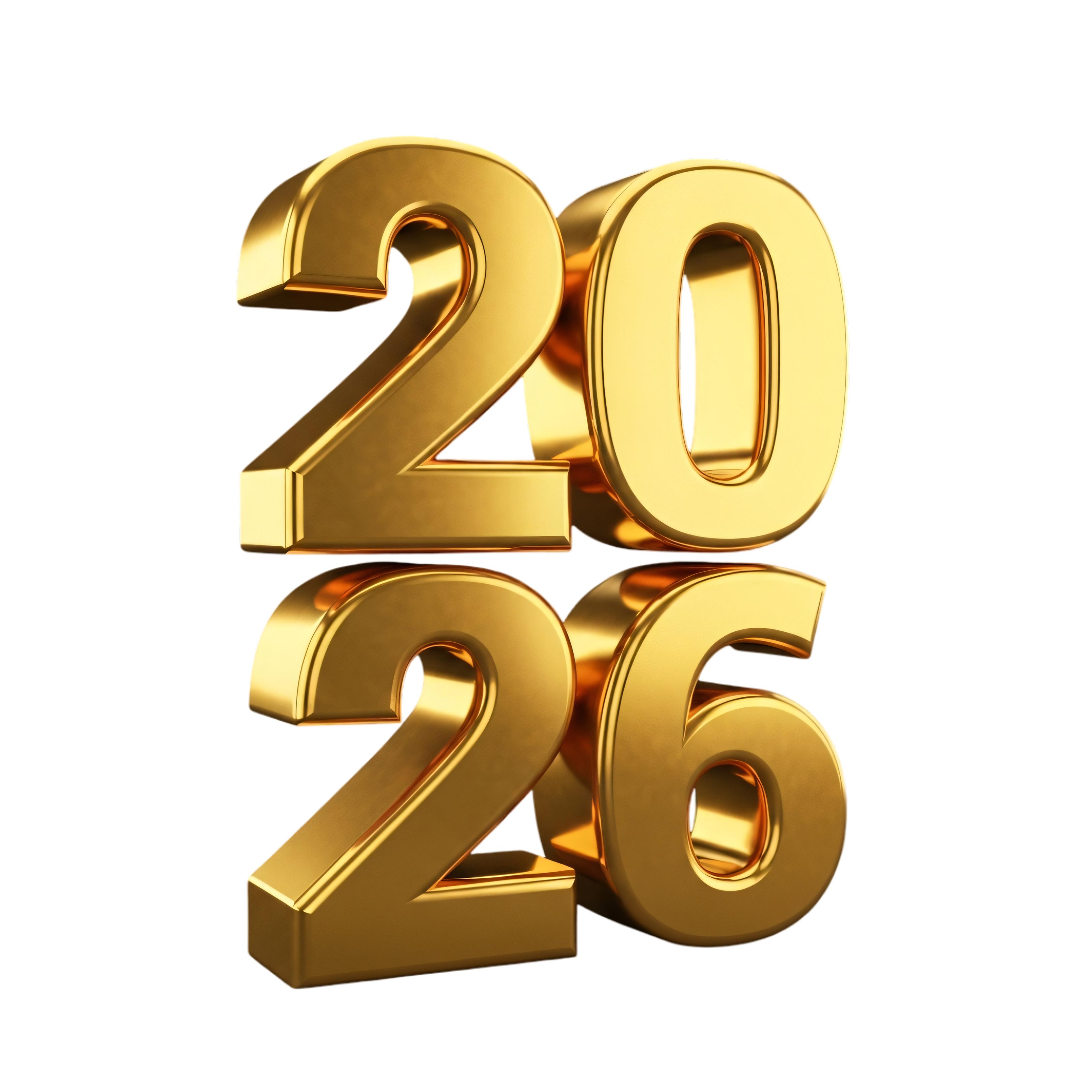 luxury shiny gold 2026 stacked 3d typography
