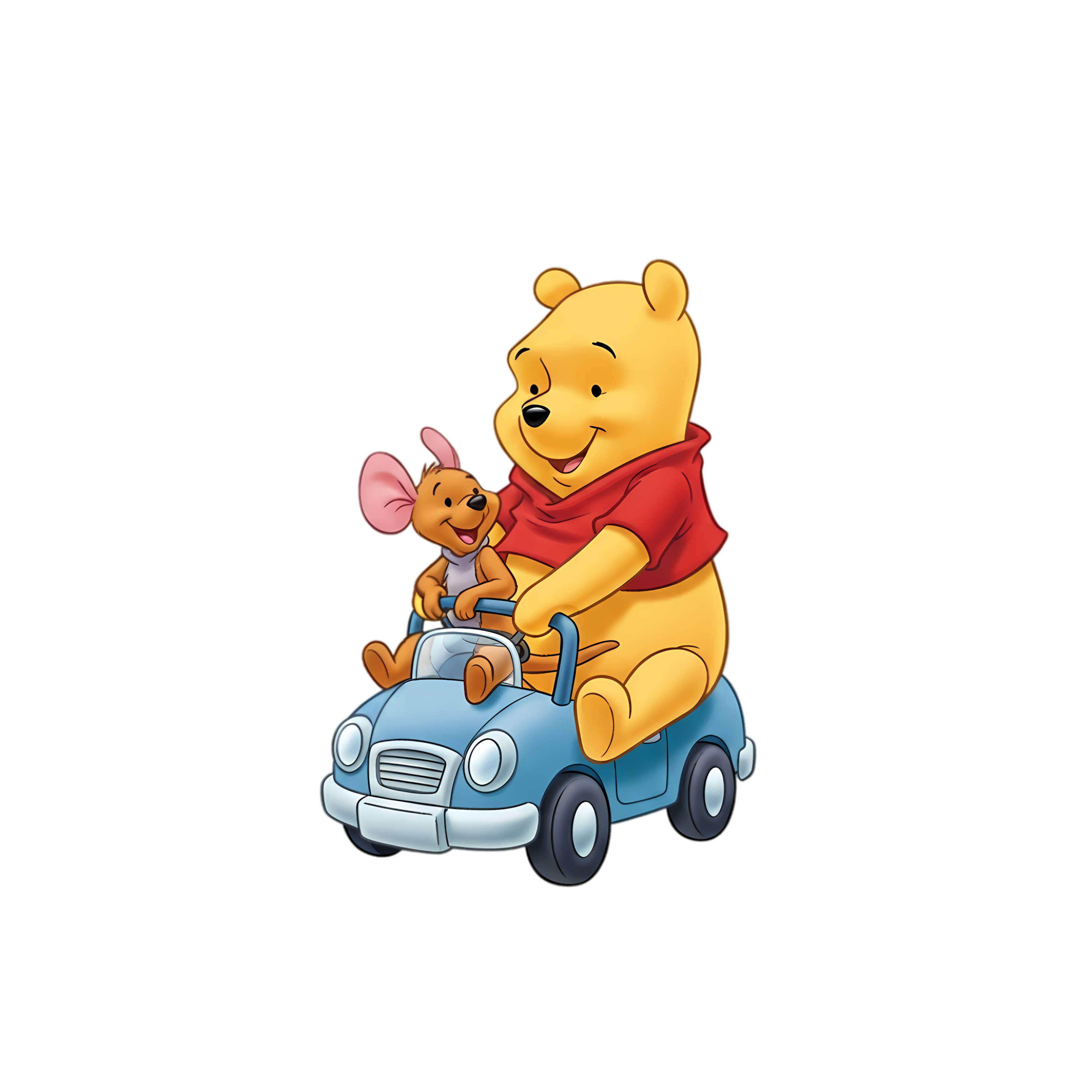 playful pooh and roo riding toy car