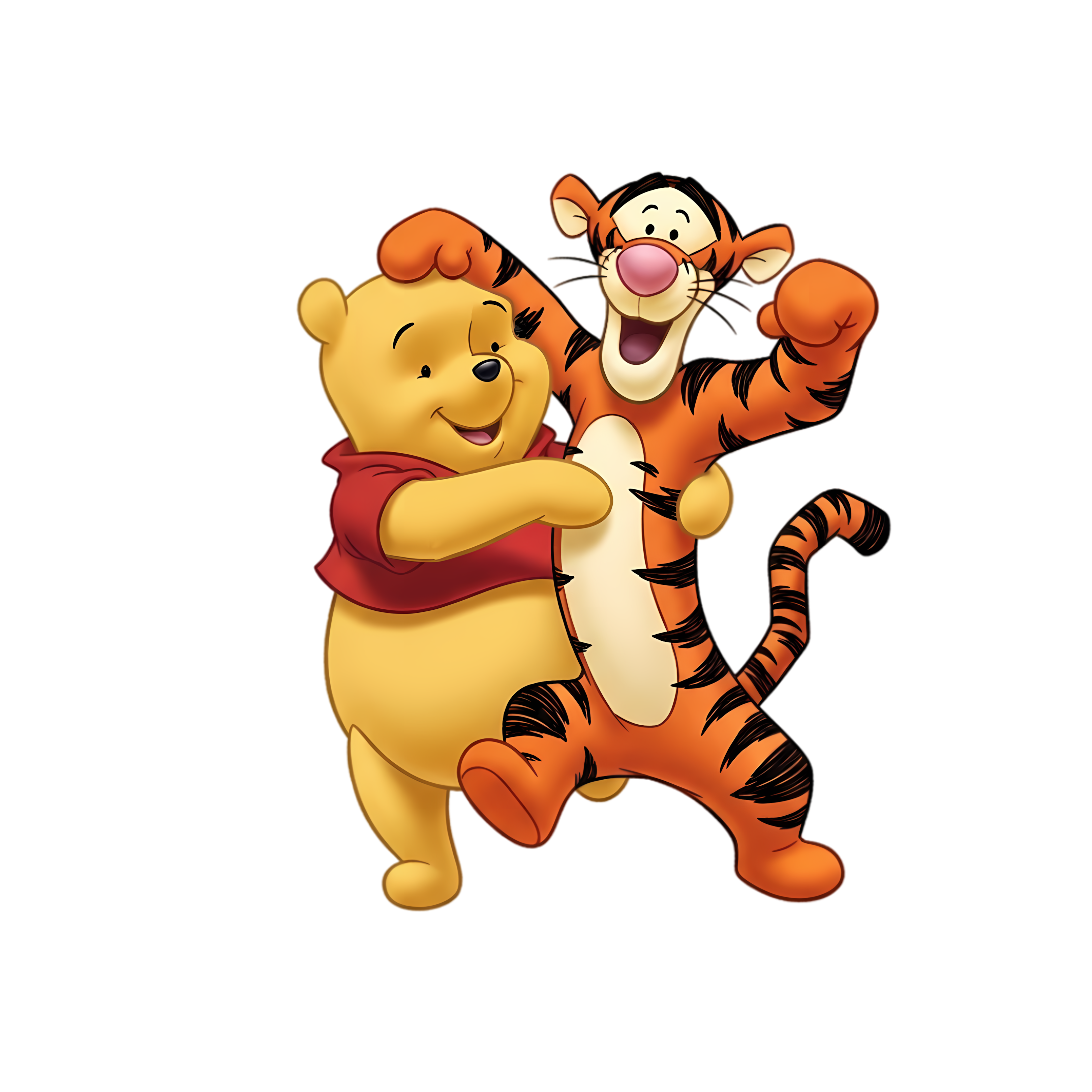 playful pooh and tigger dancing happily
