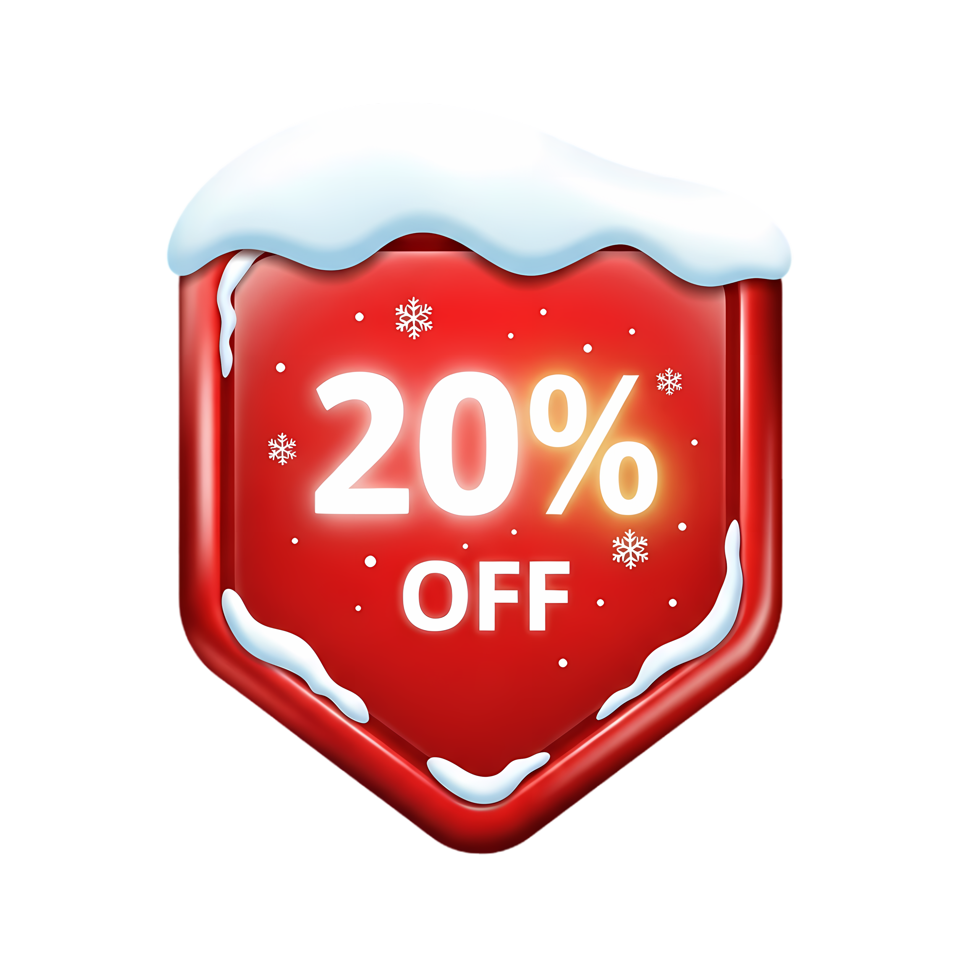 red winter discount badge showing 20