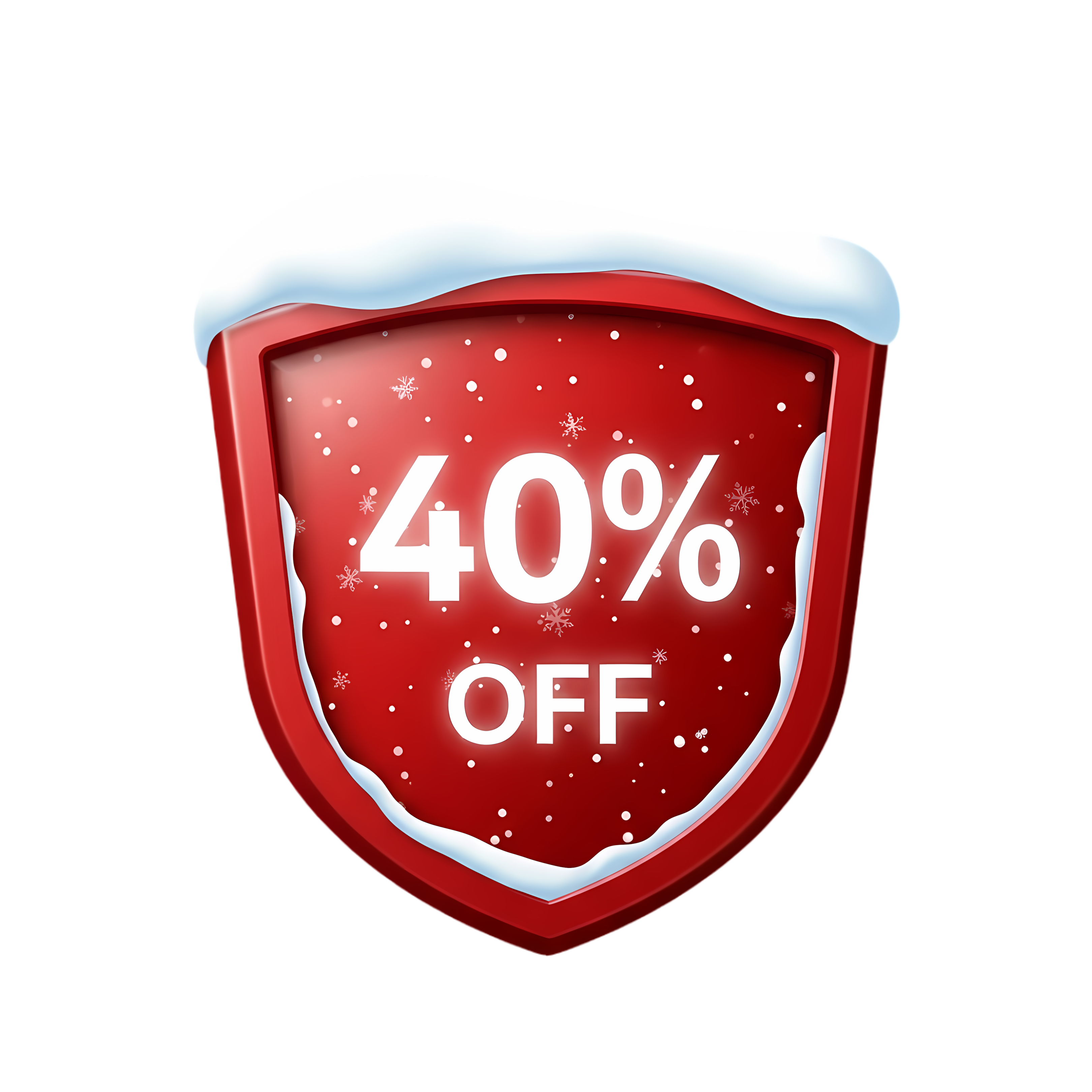 red winter promo label with 40 percent offer