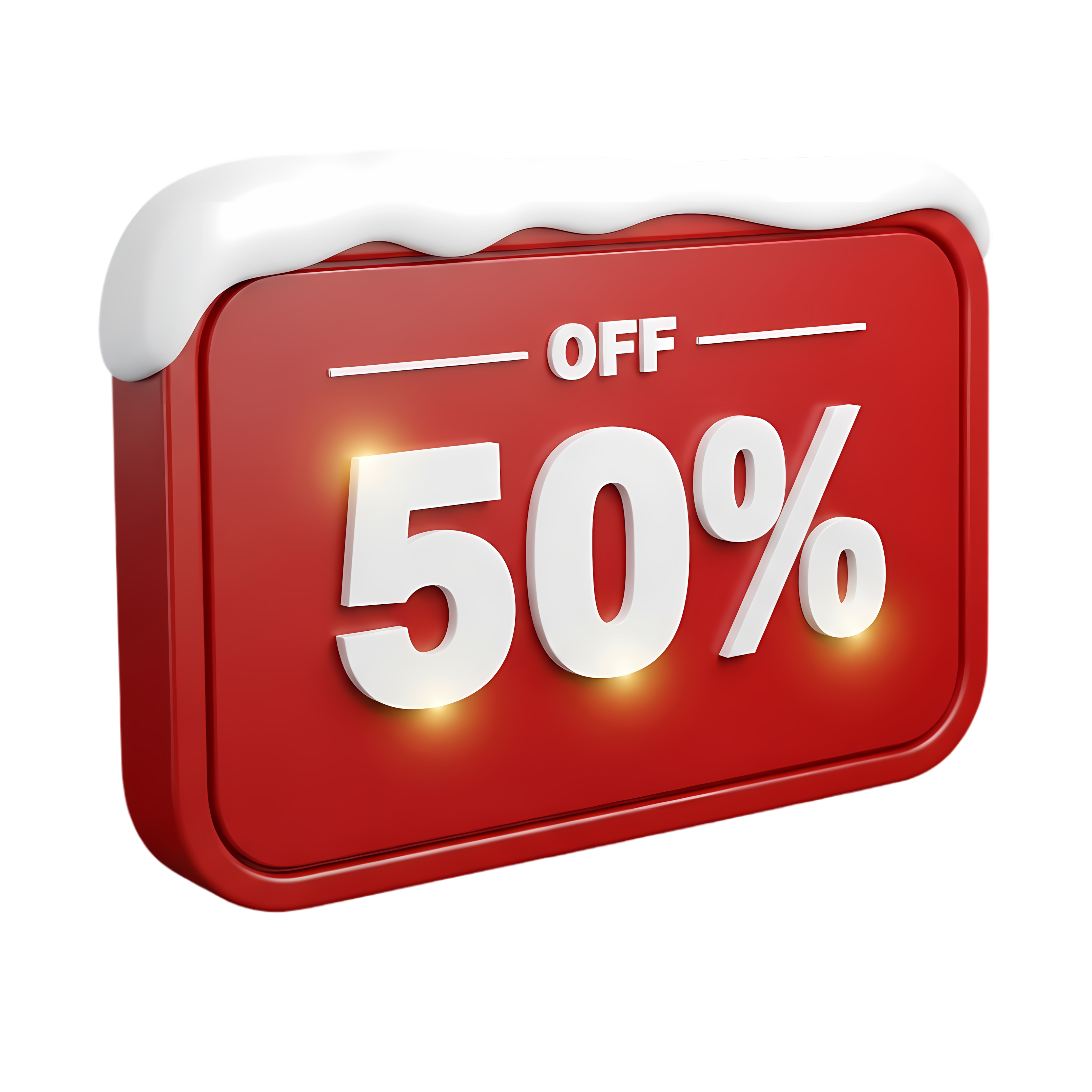 red winter sale tag showing 50
