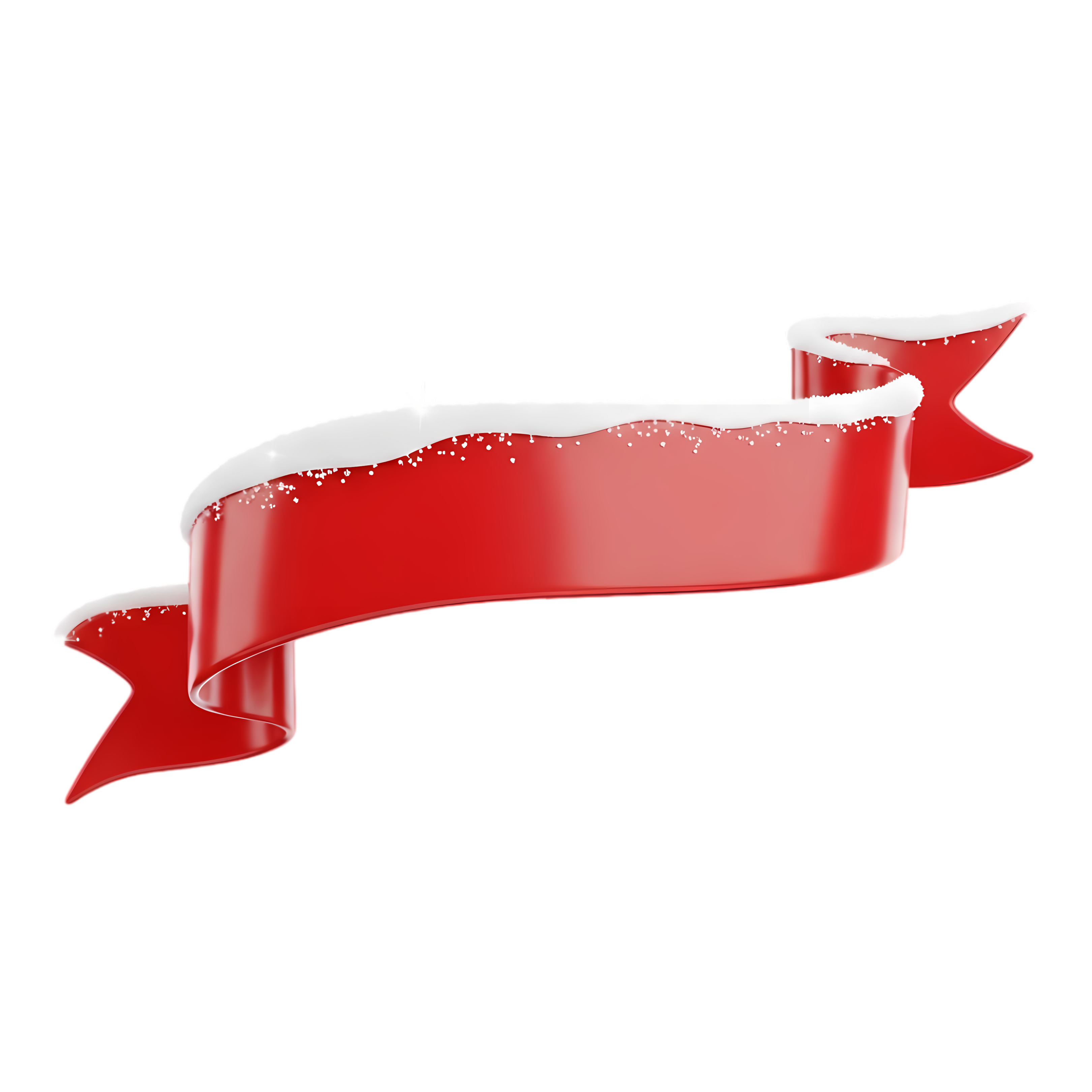 Red 3D Ribbon Banner with Snow