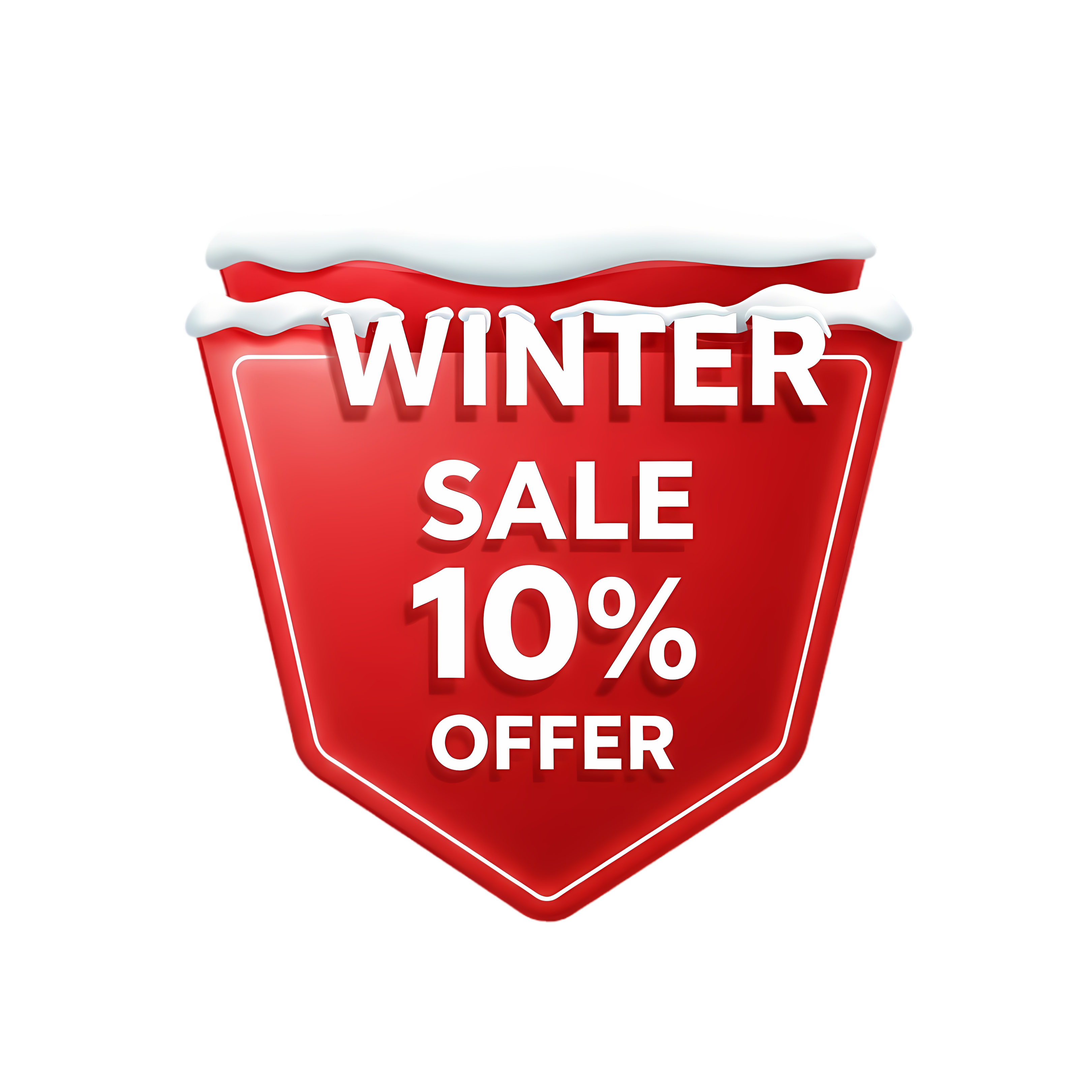 snowy christmas promo label showing 10 percent