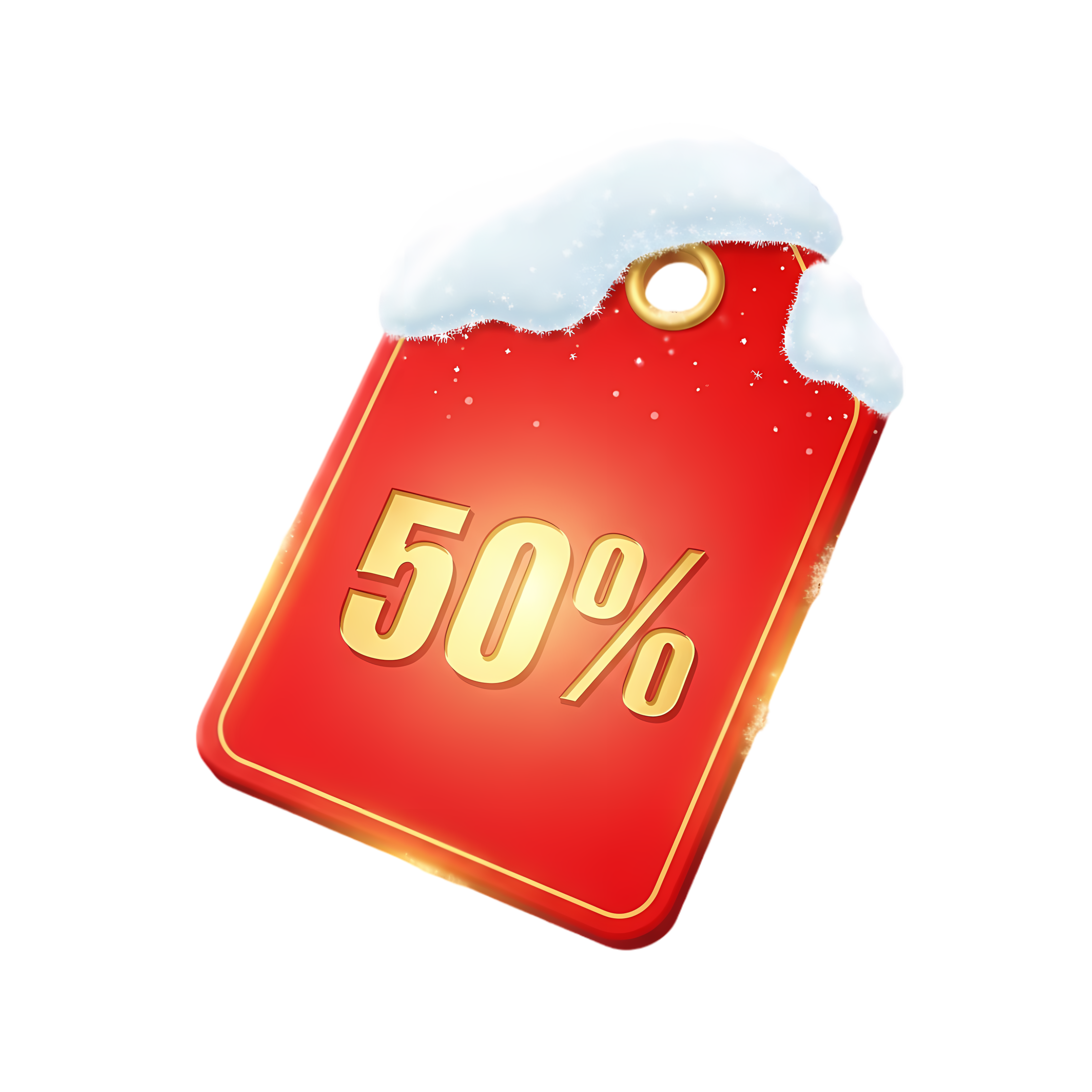 snowy christmas red discount tag 50
