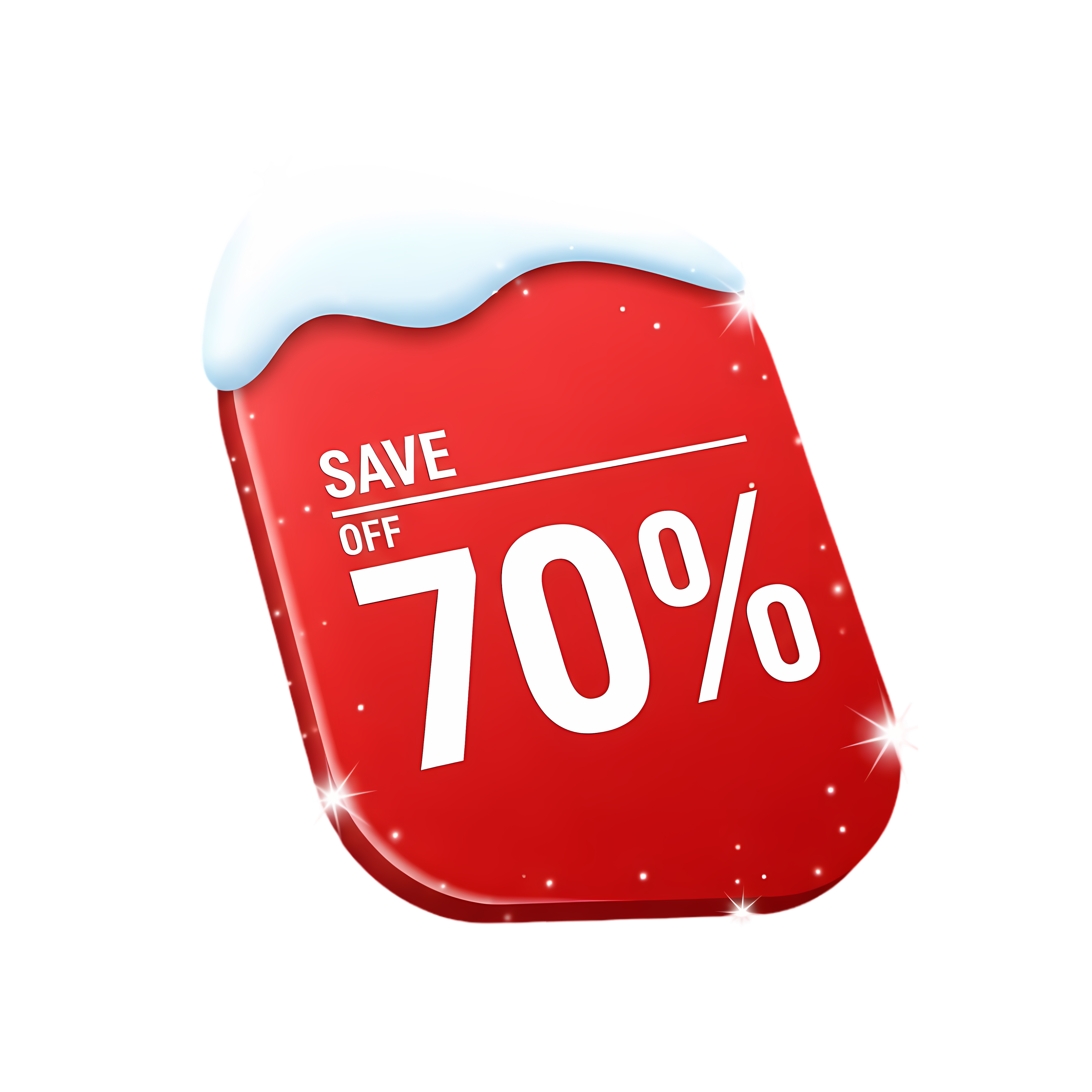 snowy red christmas promo tag showing 70