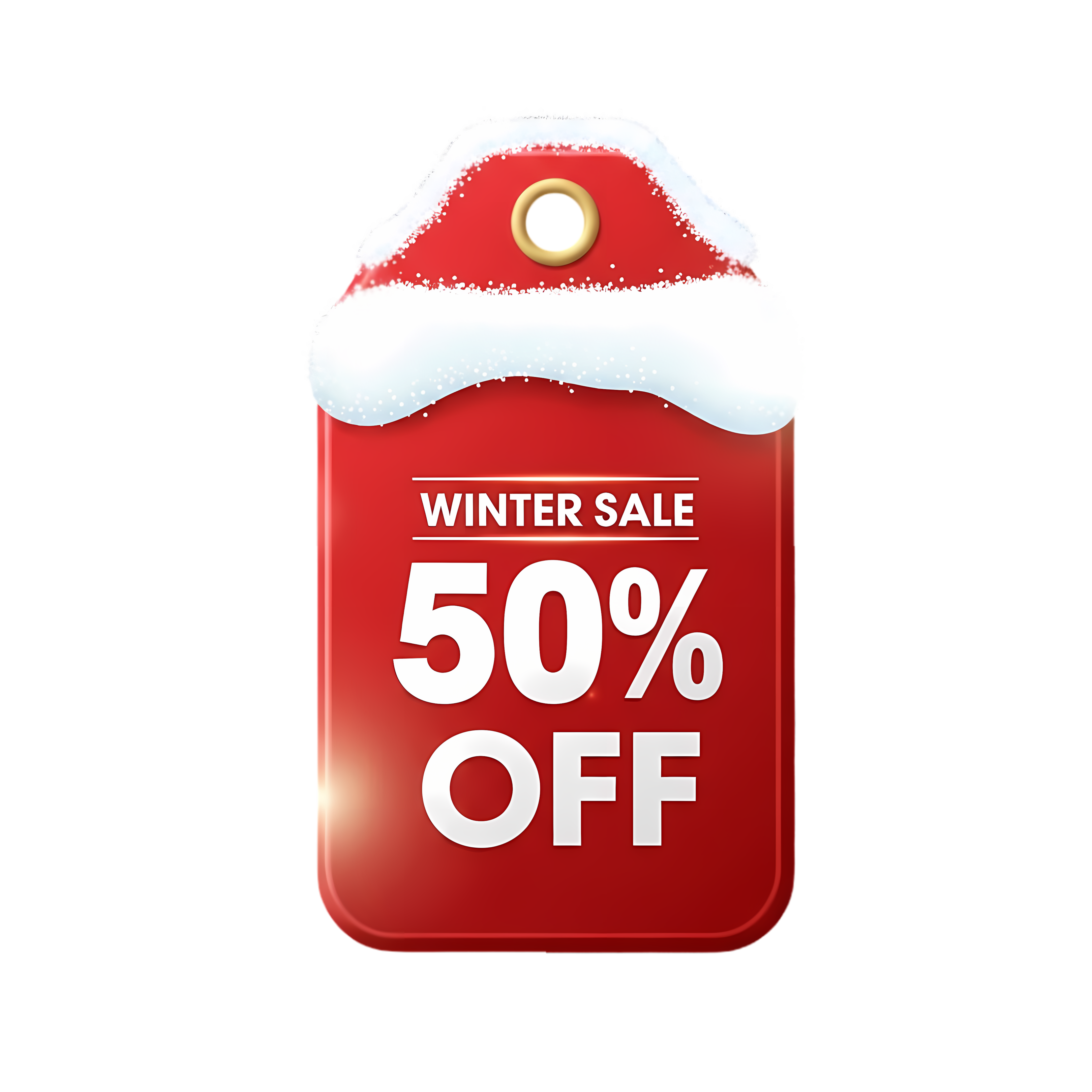winter holiday sale sign in red with 50 percent offer