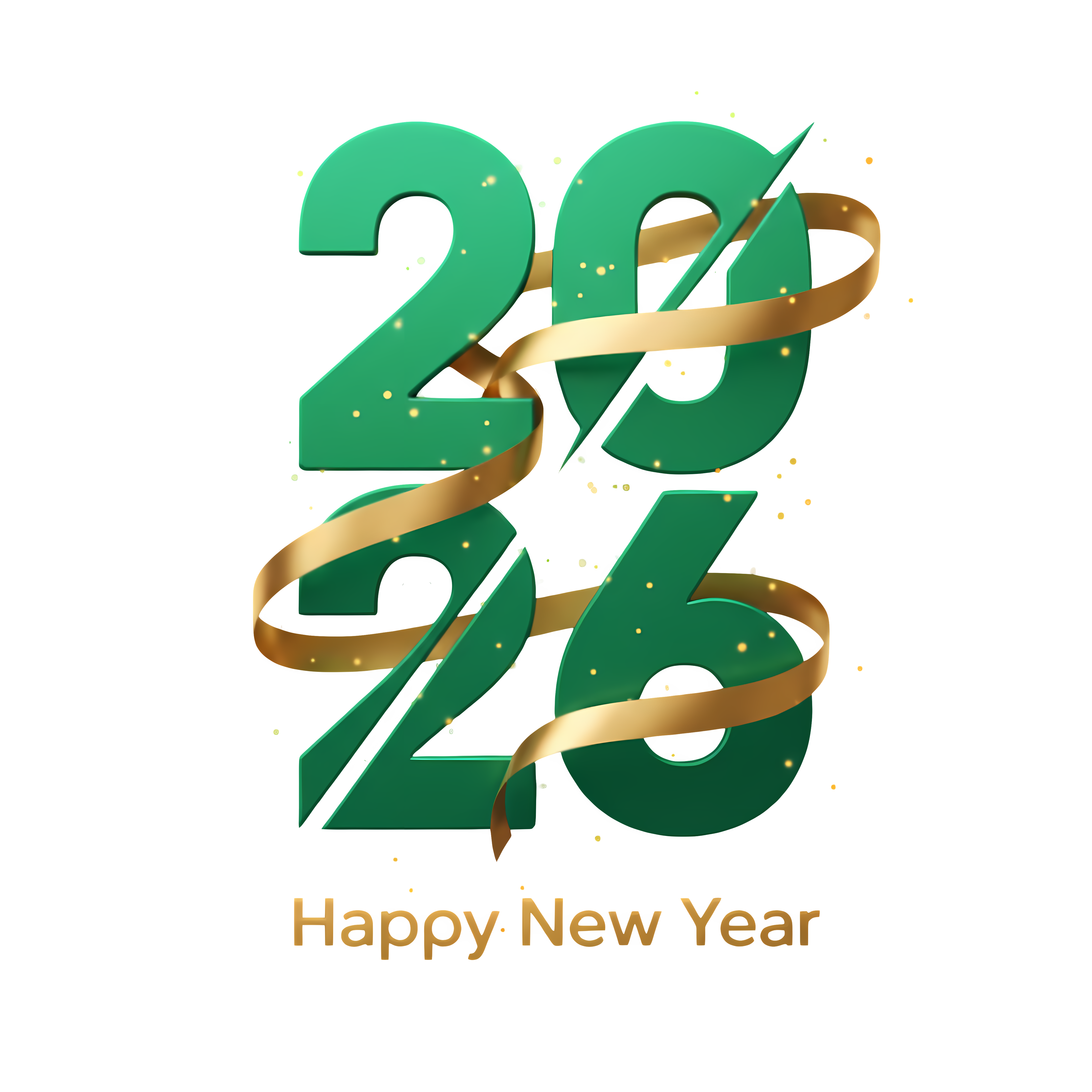 3d emerald green vertical 2026 with golden ribbon shine