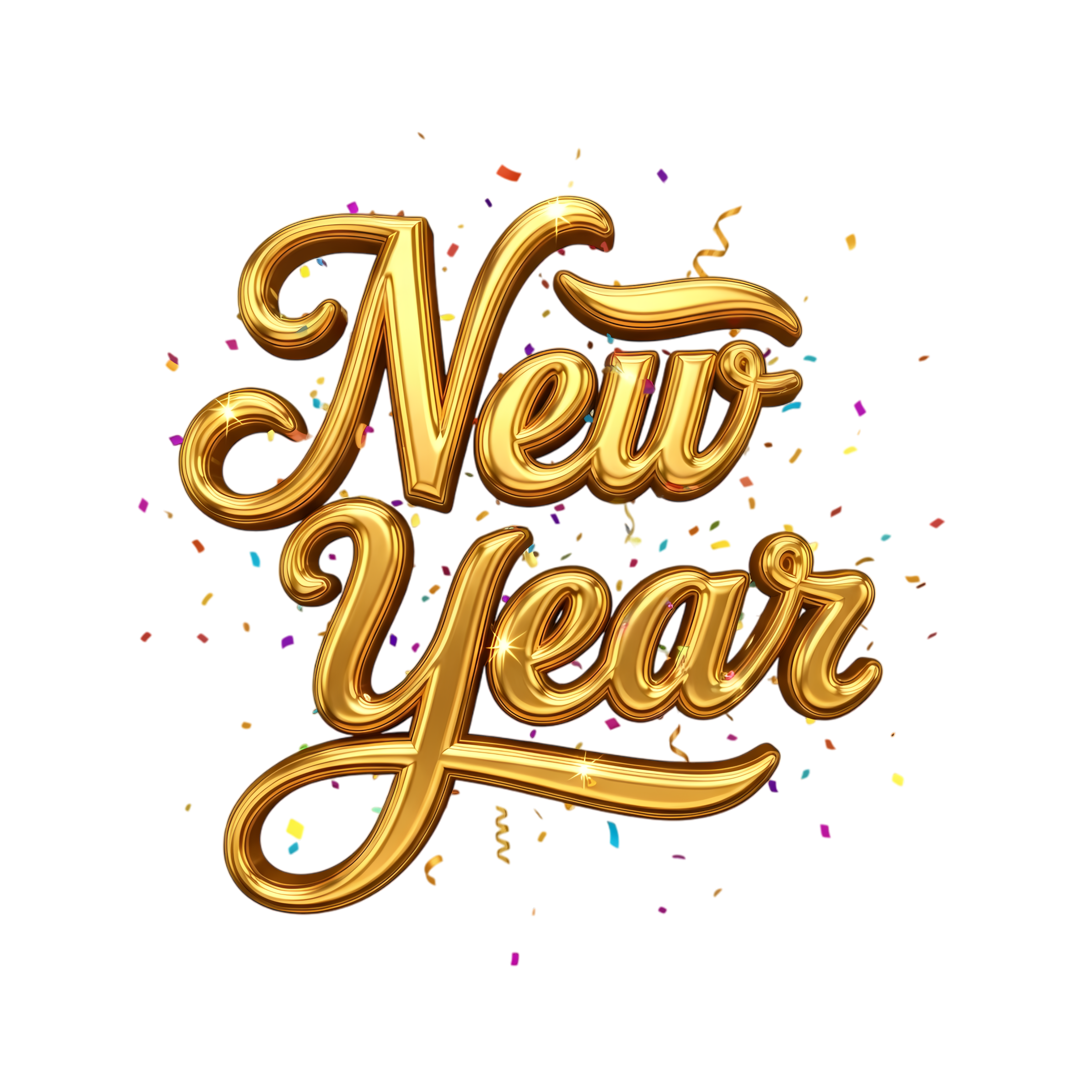 3d new year gold typography with celebration elements