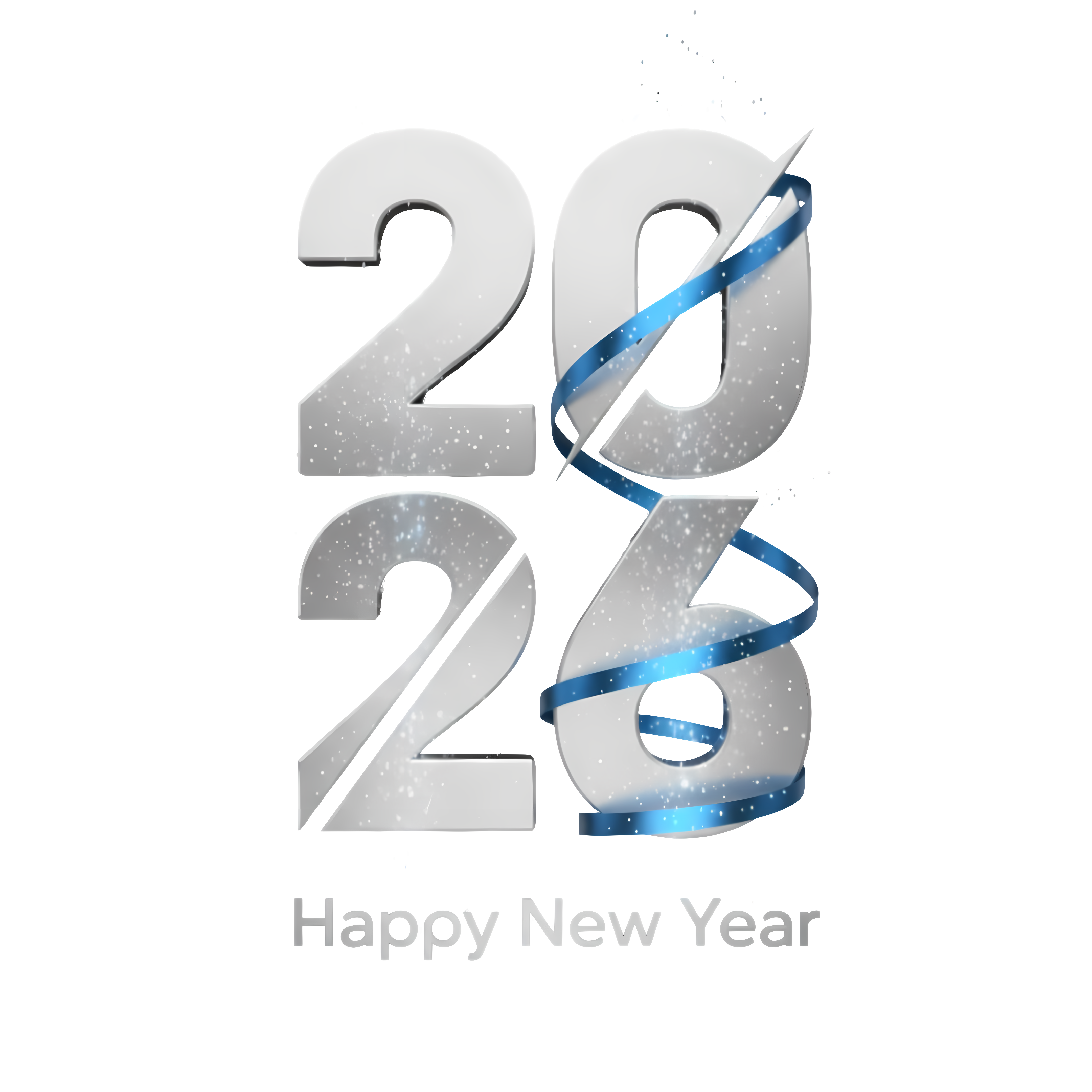 3d silver numbers with metallic blue ribbon glow effect