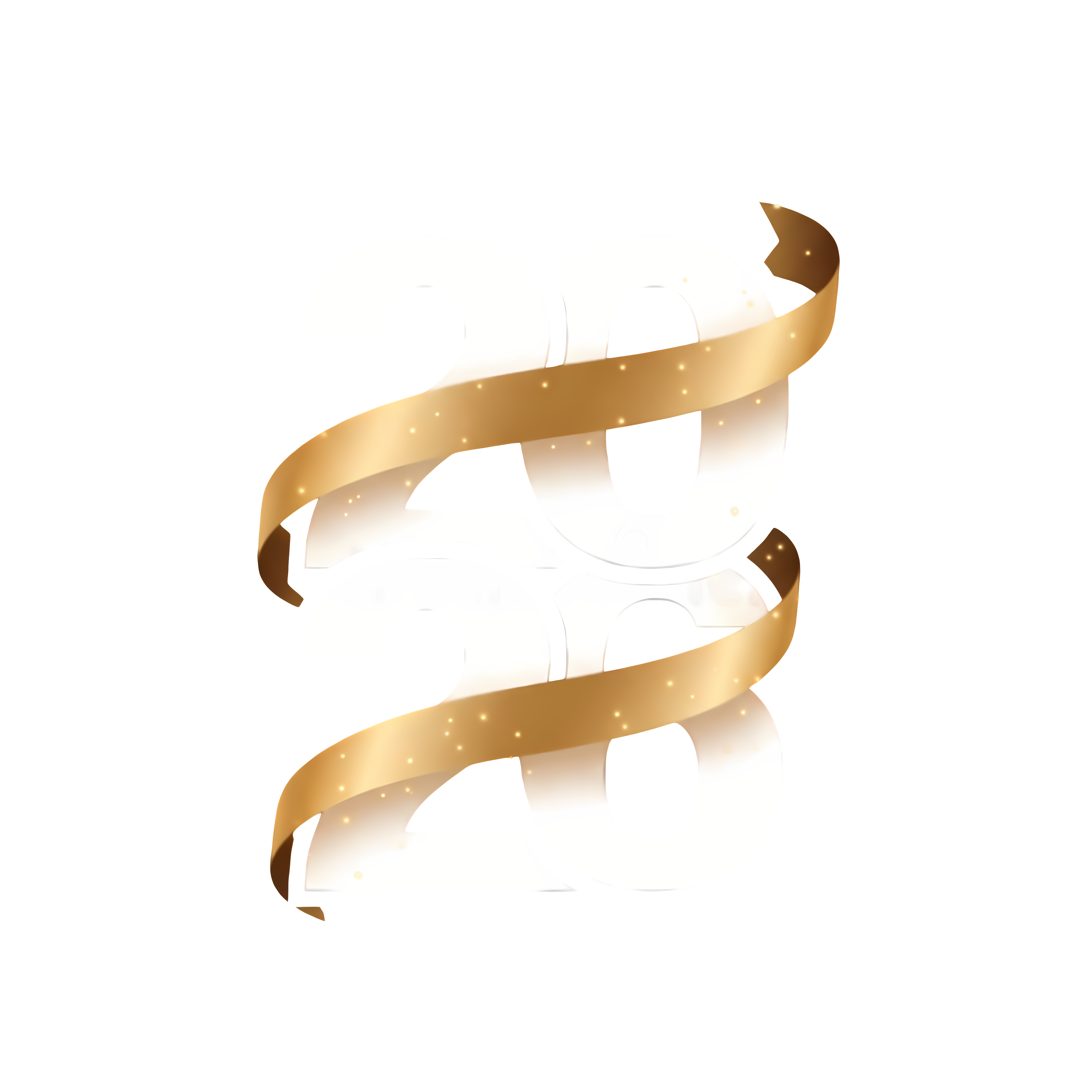 3d white matte 2026 with gold ribbon minimal sparkle
