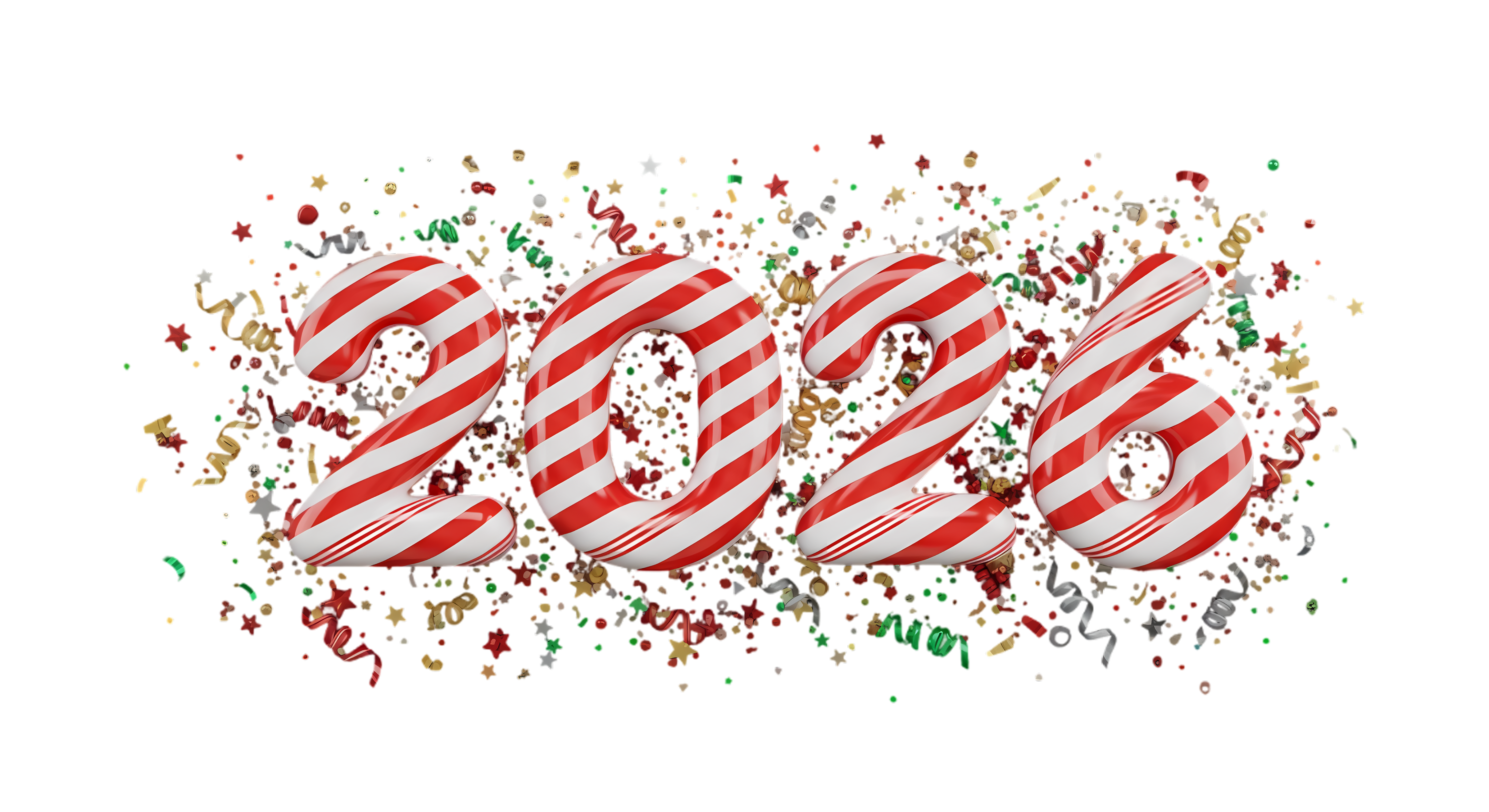 2026 candy cane typography design confetti