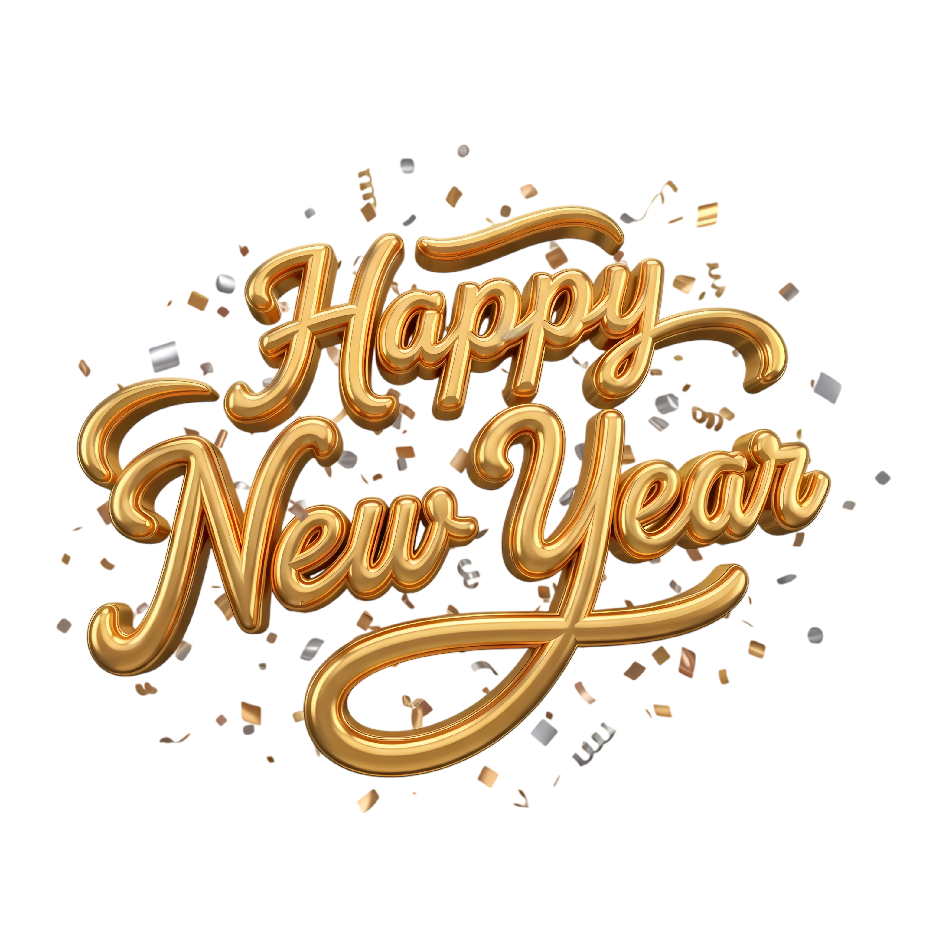 2026 celebration gold script poster with confetti