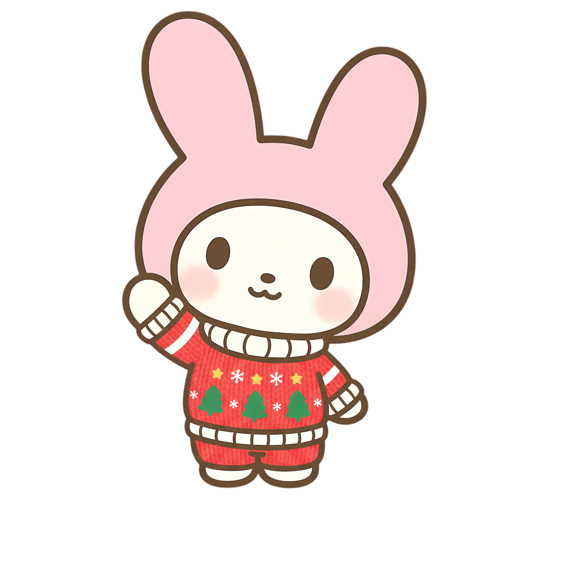adorable chibi bunny character wearing holiday jumper