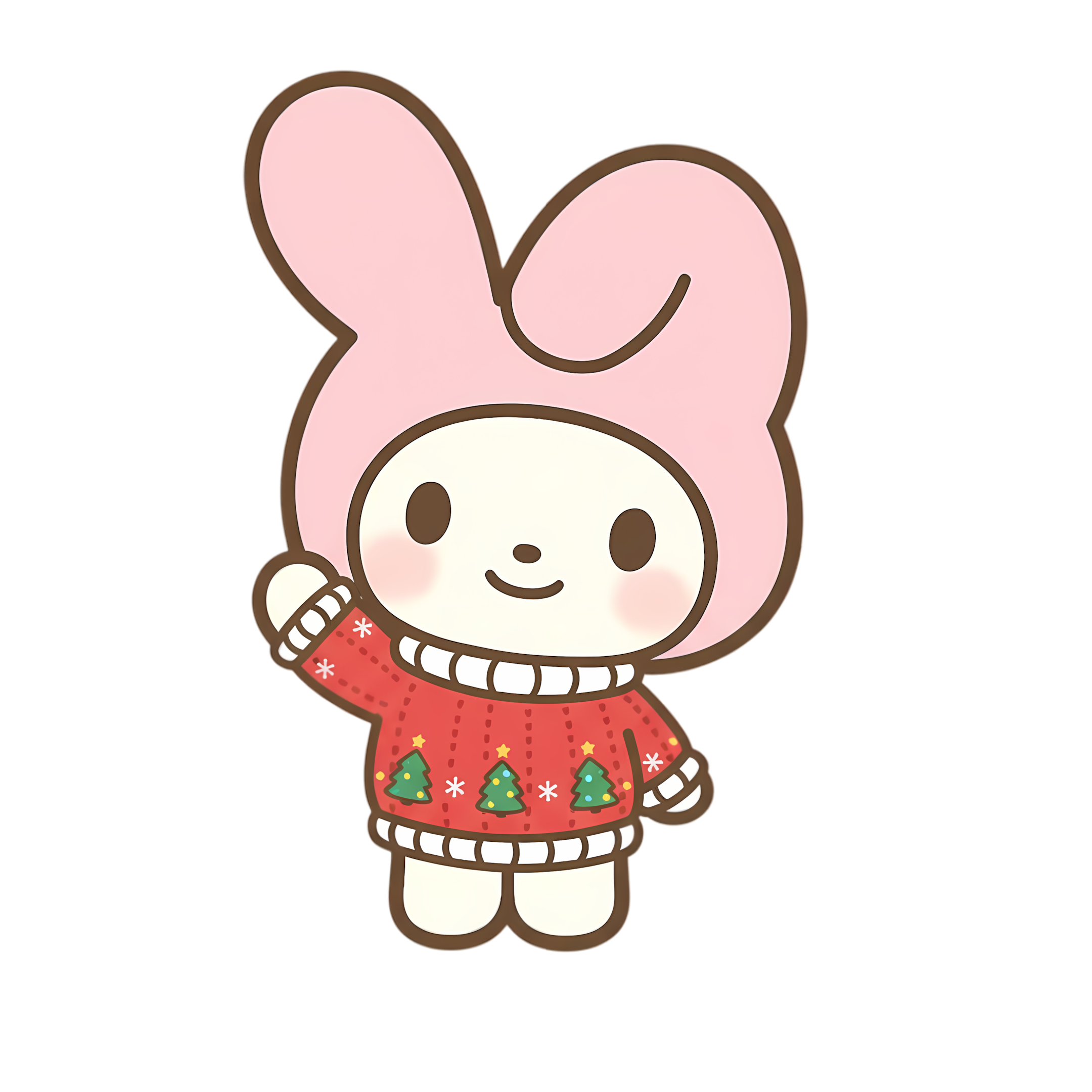 adorable chibi bunny dressed in christmas sweater