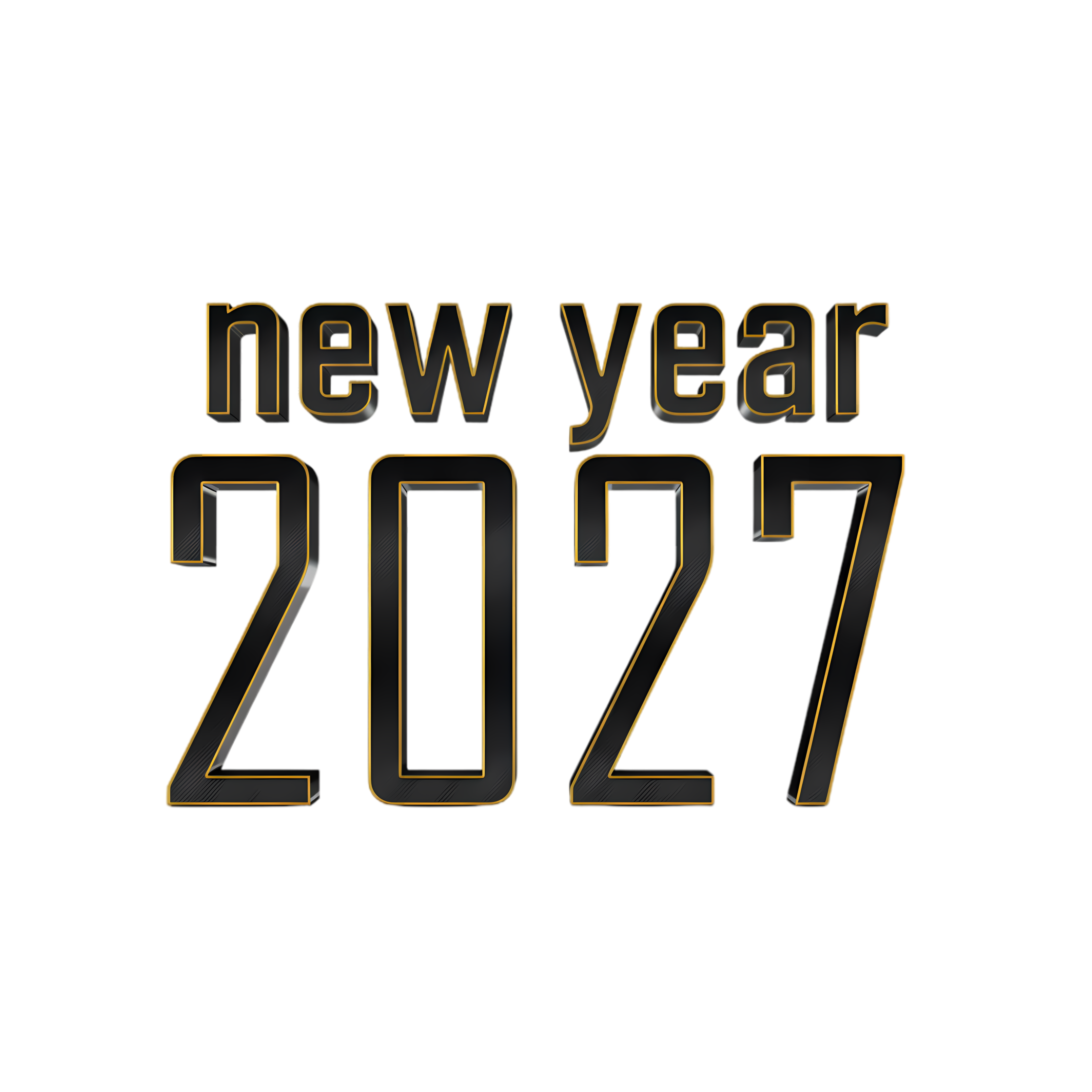 black gold 3d new year 2027 typography