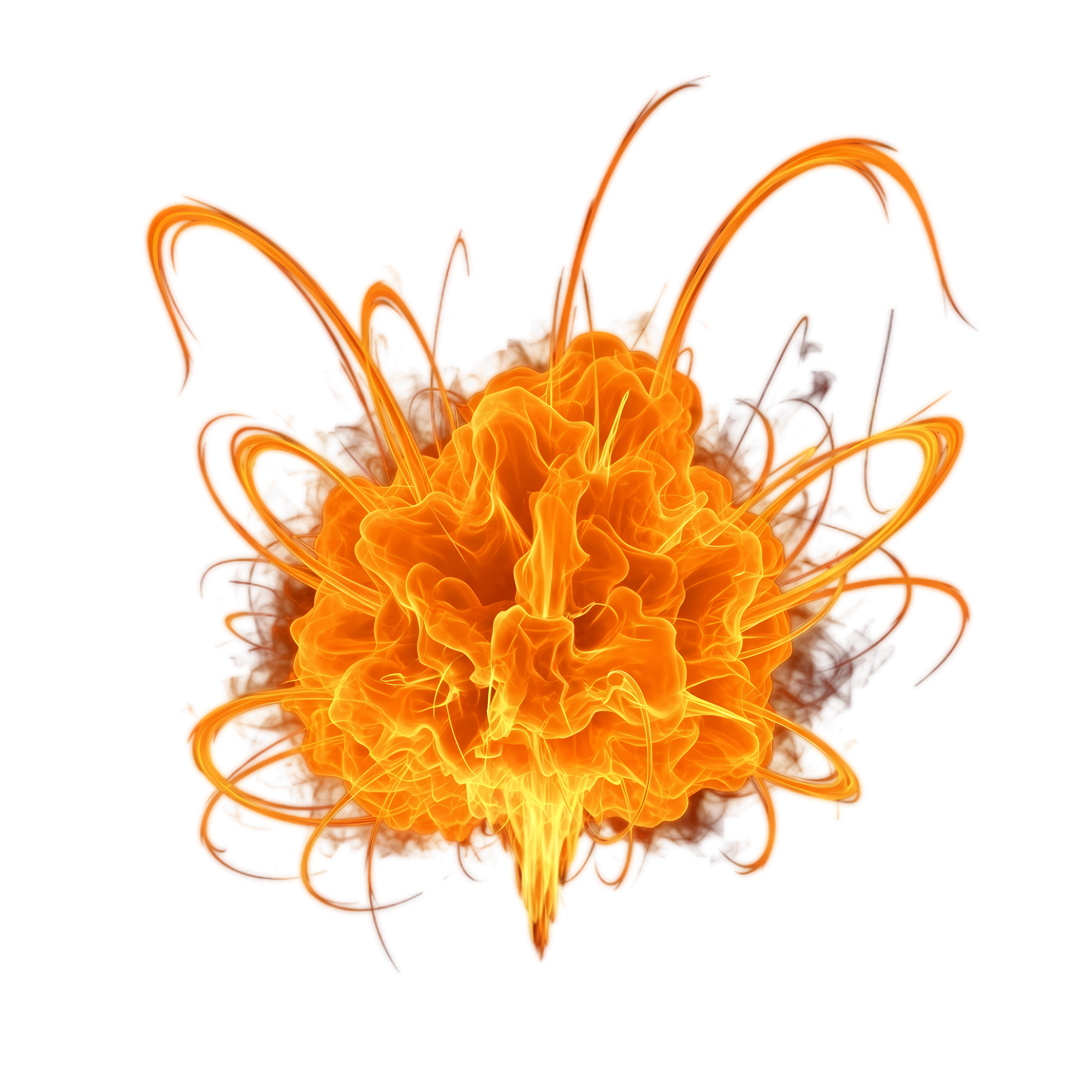 bright orange flame burst with abstract swirling motion