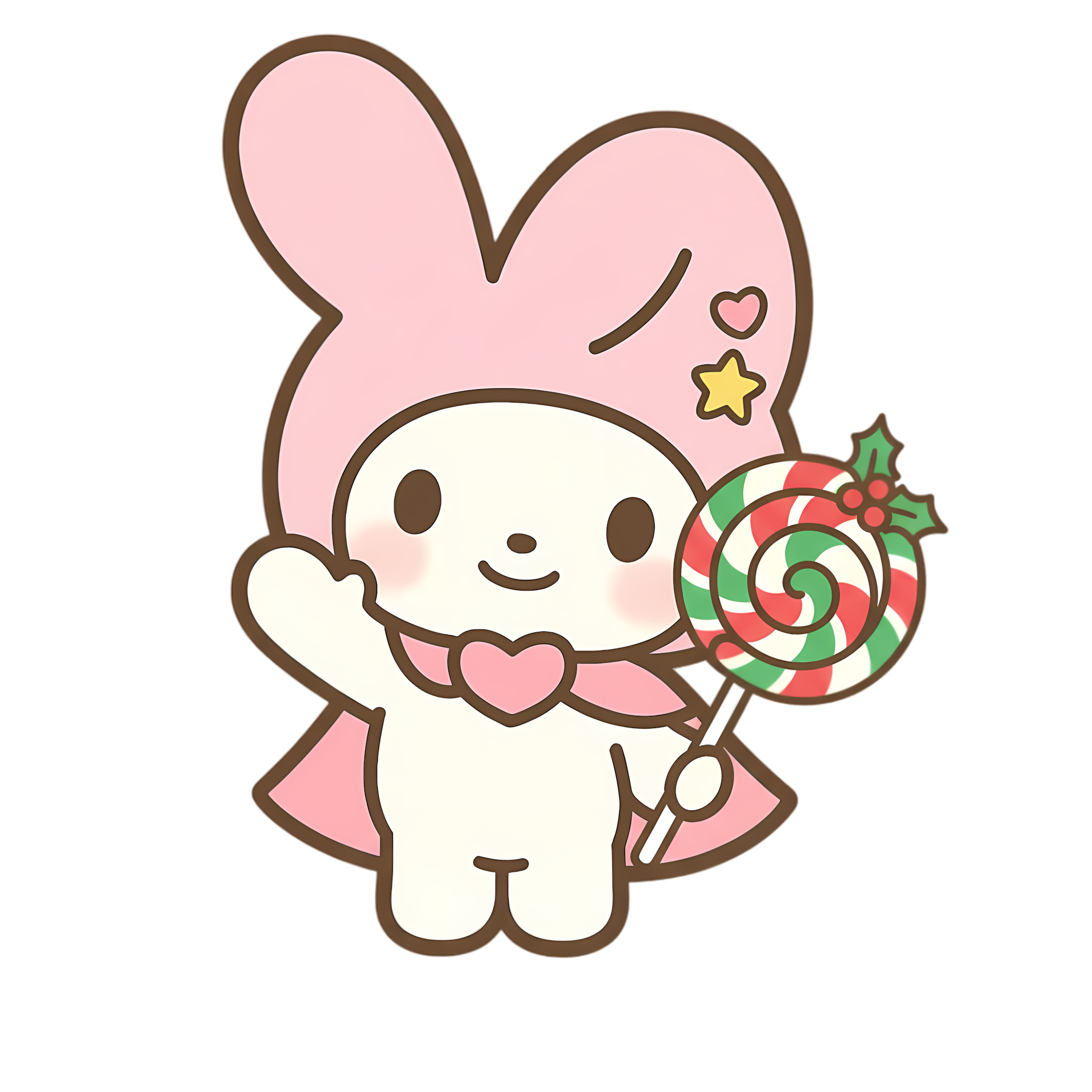bunny holding christmas lollipop