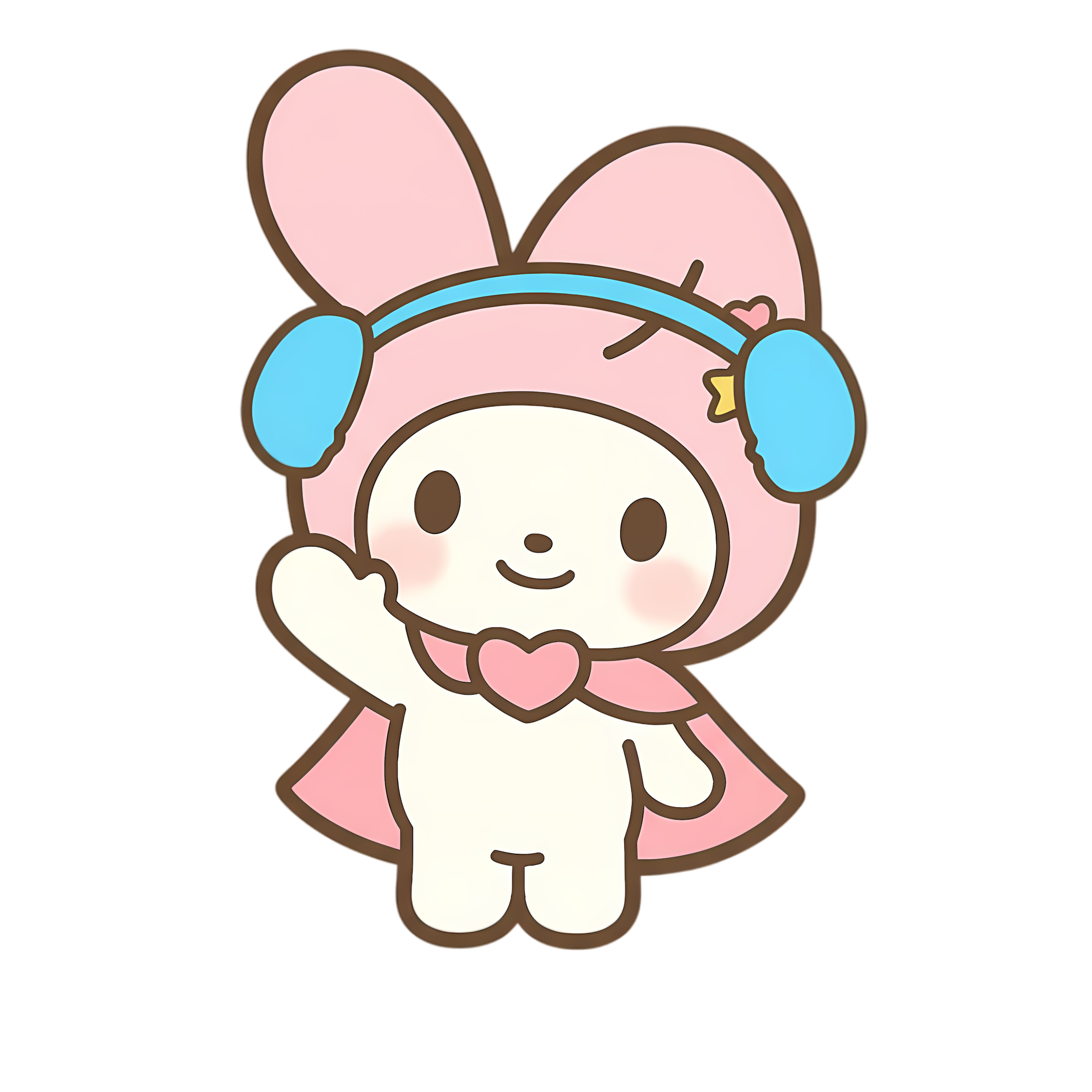 bunny in hood with blue earmuffs