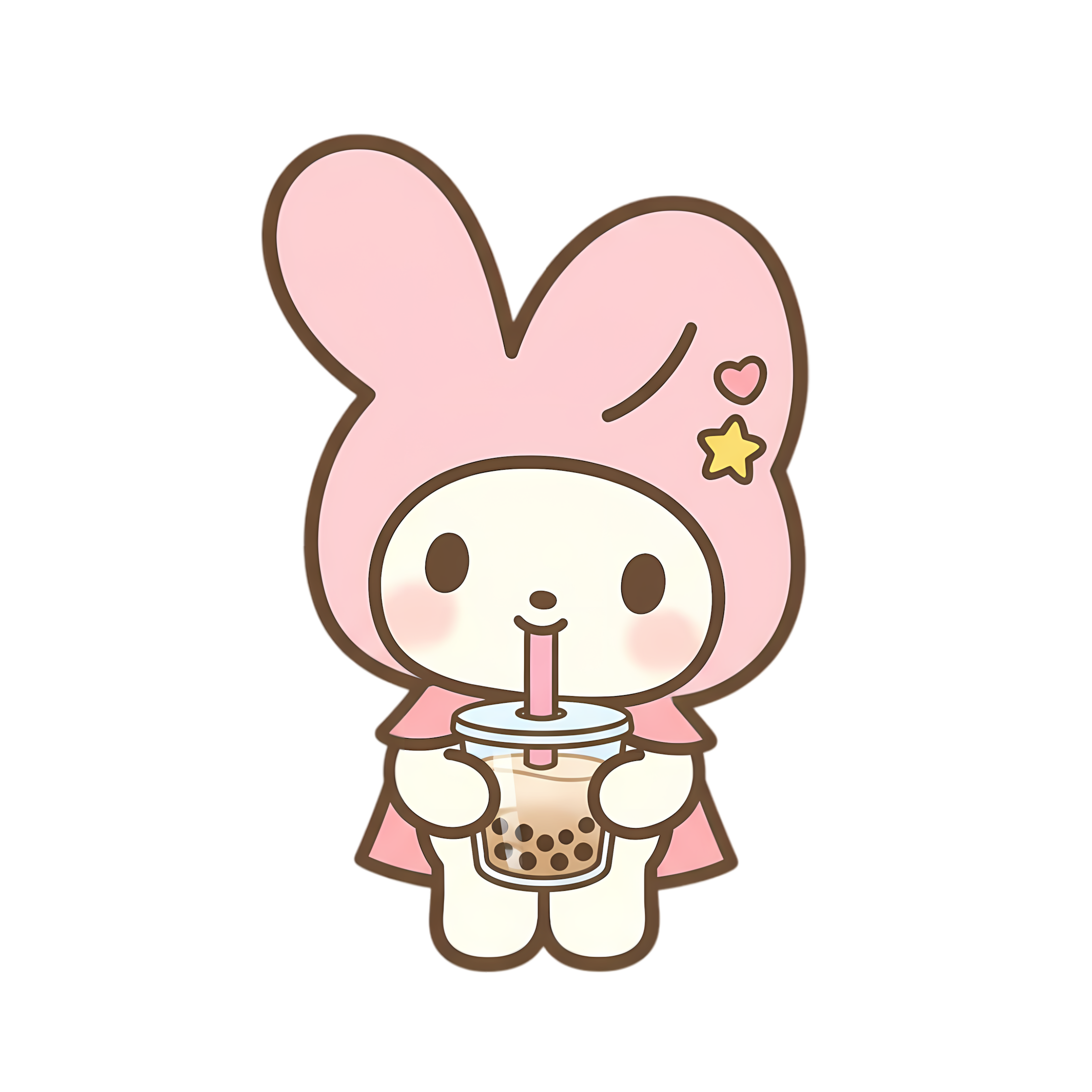 chibi bunny holding boba drink
