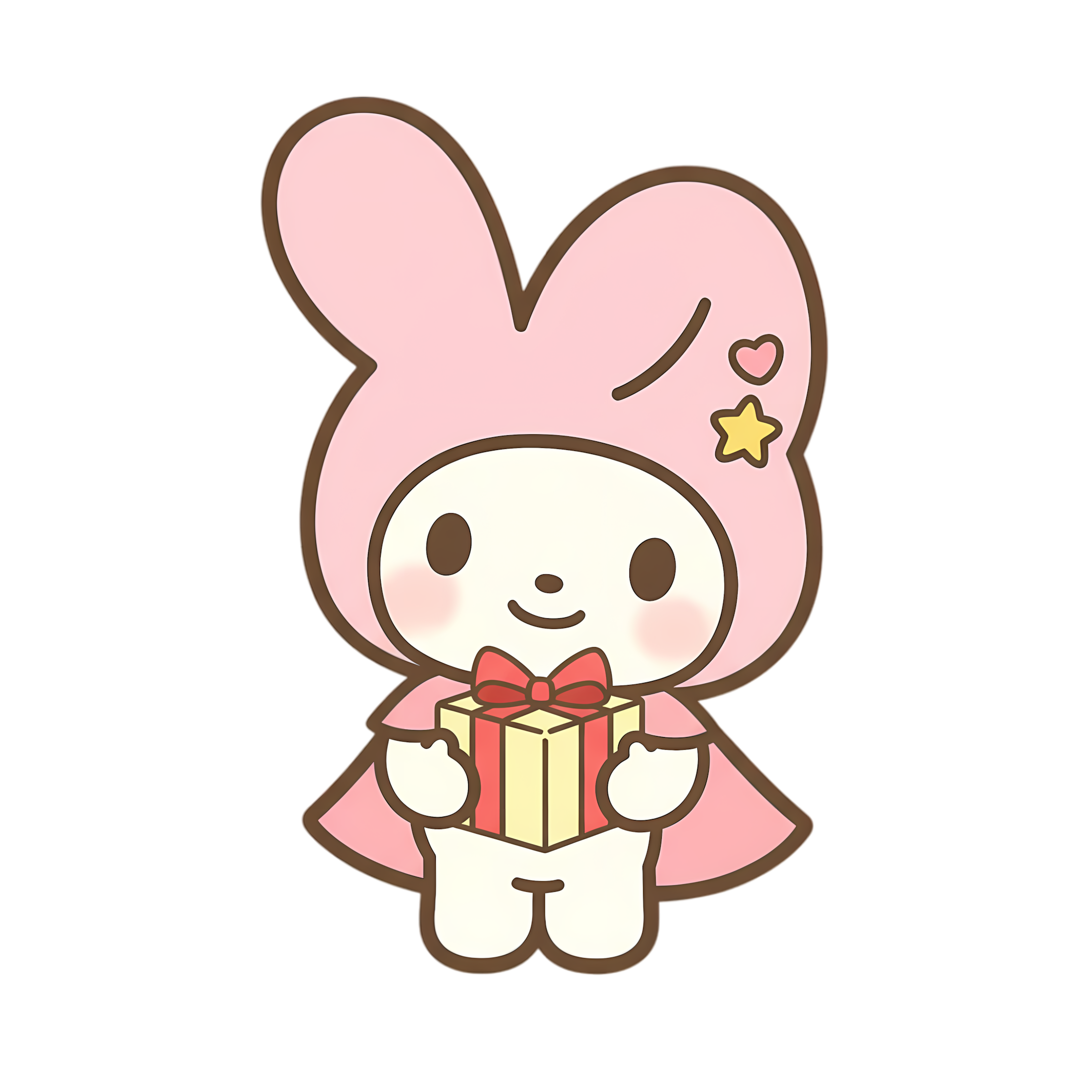 chibi bunny holding gift box