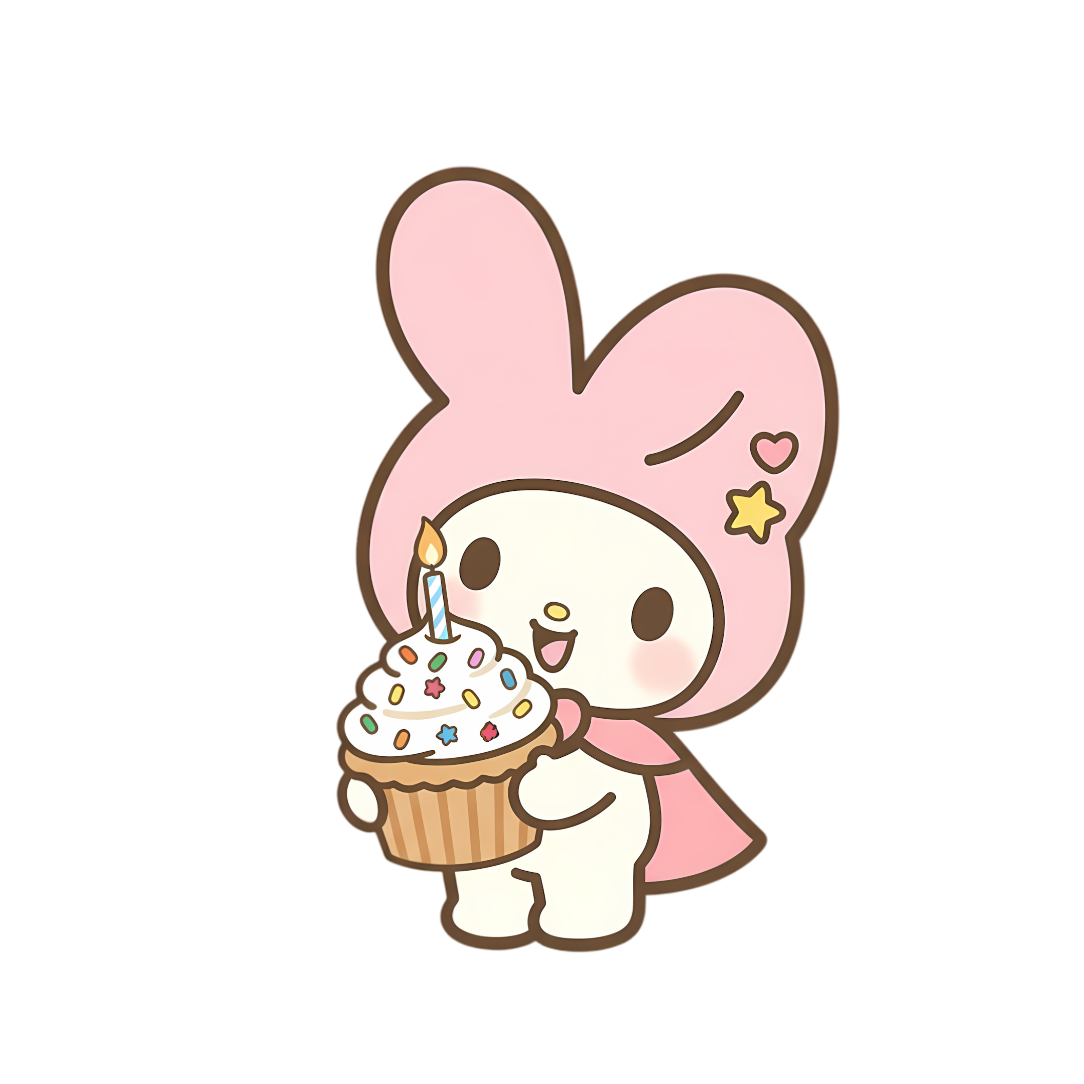 chibi bunny holding sprinkle cupcake