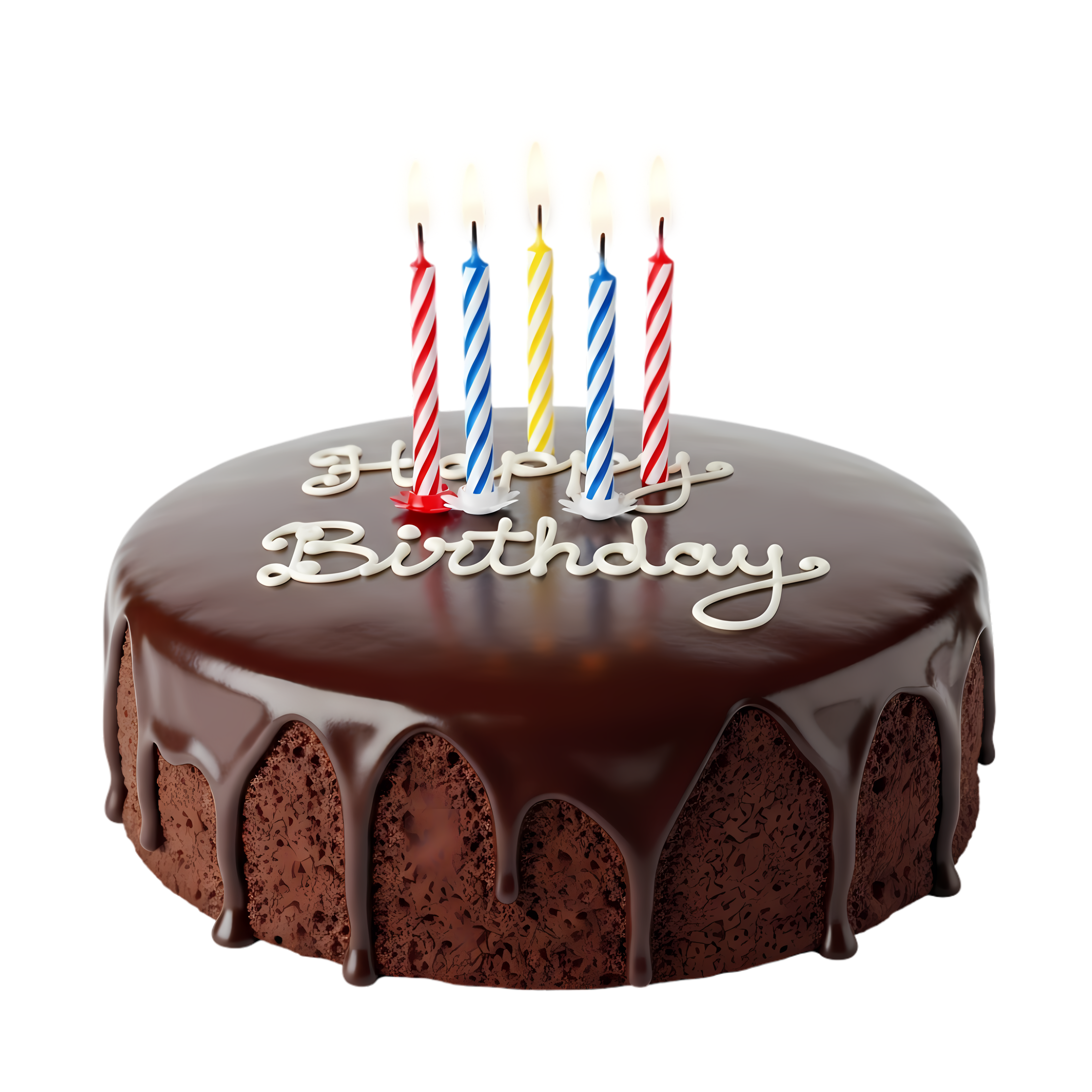 chocolate birthday cake with striped candles