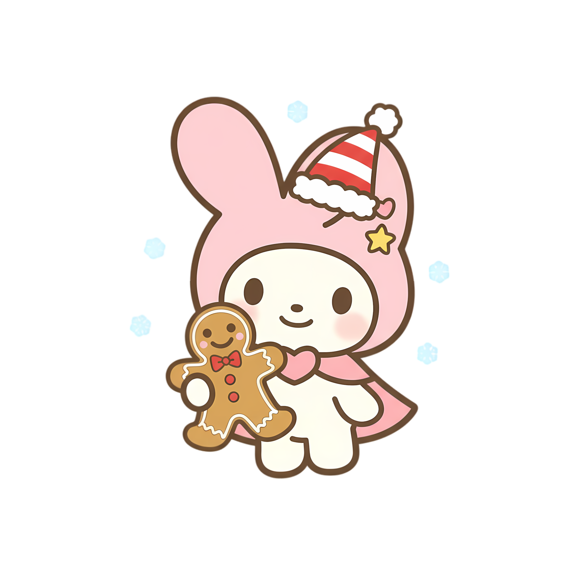 christmas bunny holding gingerbread cookie