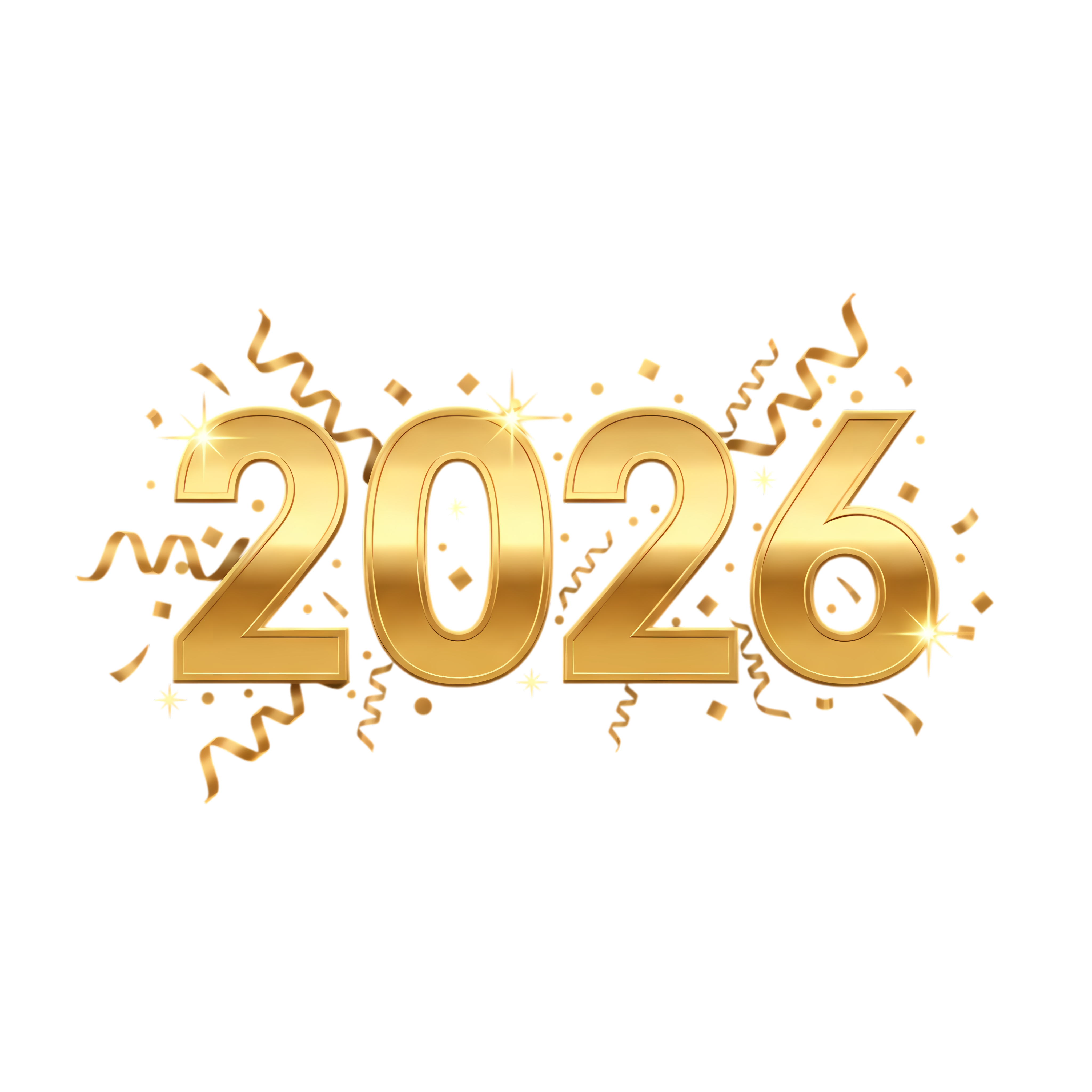 classic gold 2026 celebration graphic with festive
