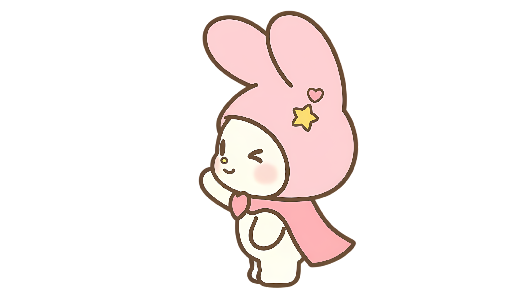 cute bunny character facing side in sweet style