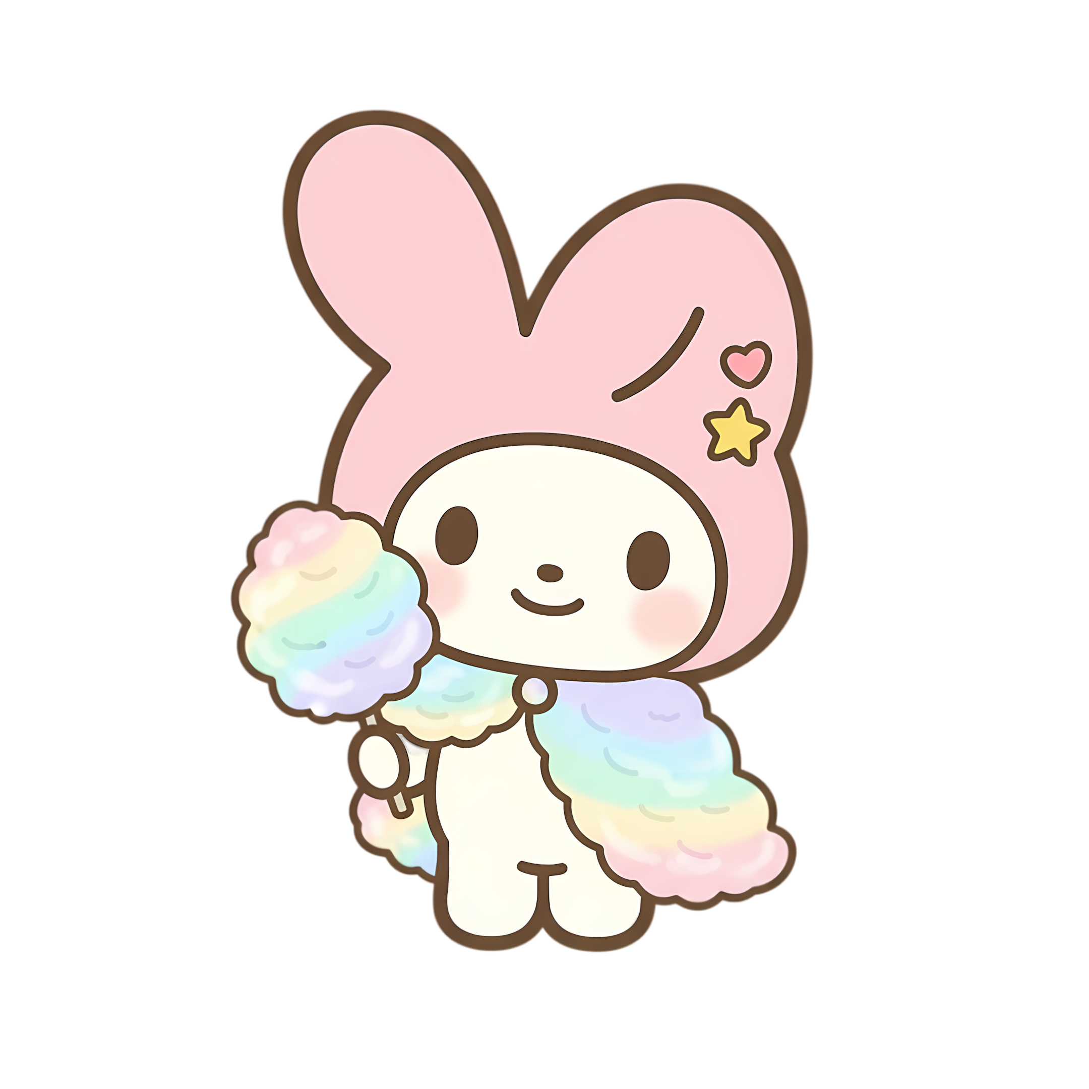 cute chibi bunny with rainbow cotton candy