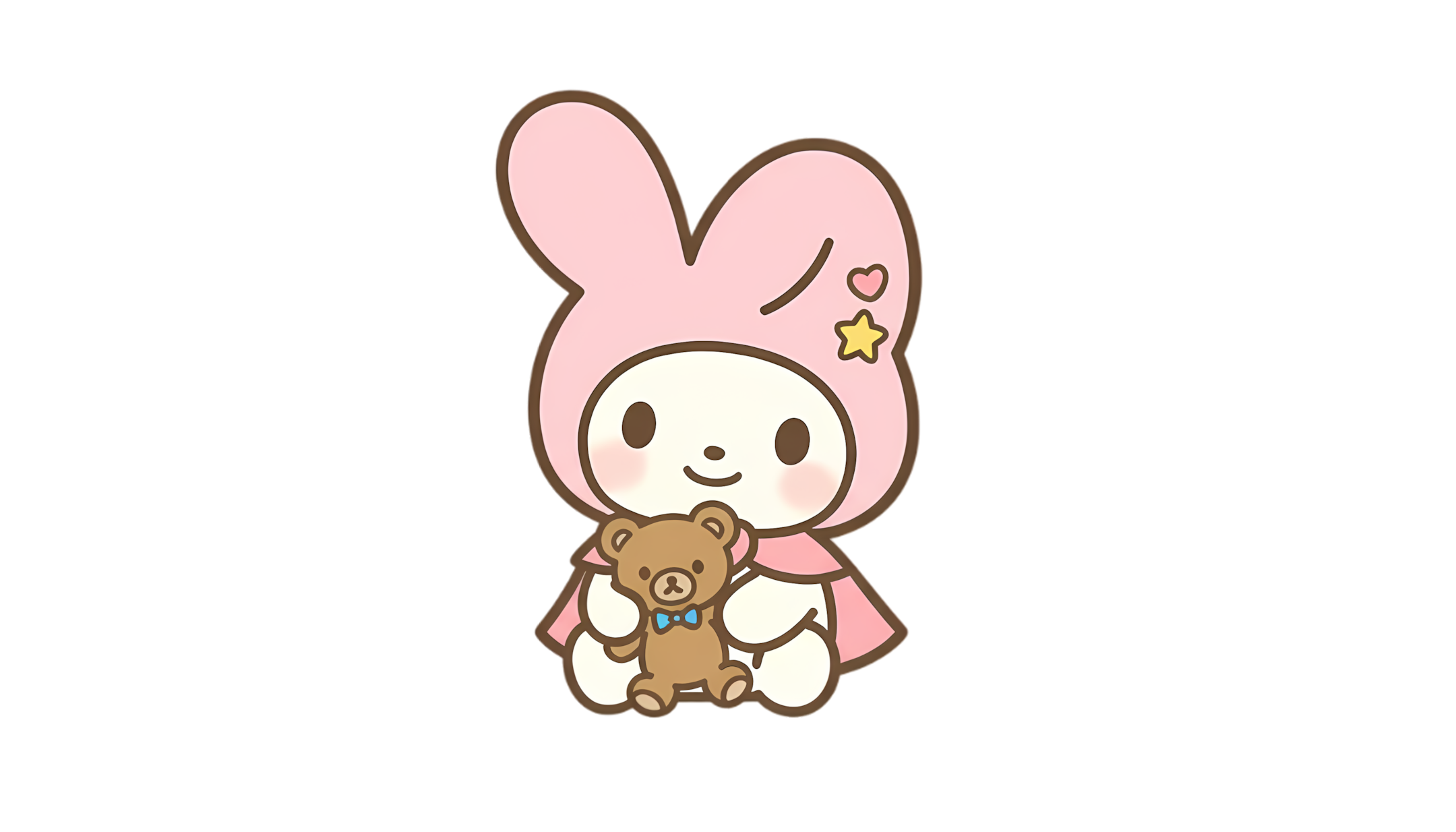 cute kawaii bunny sitting with little teddy - Free Png Download | Seekpik