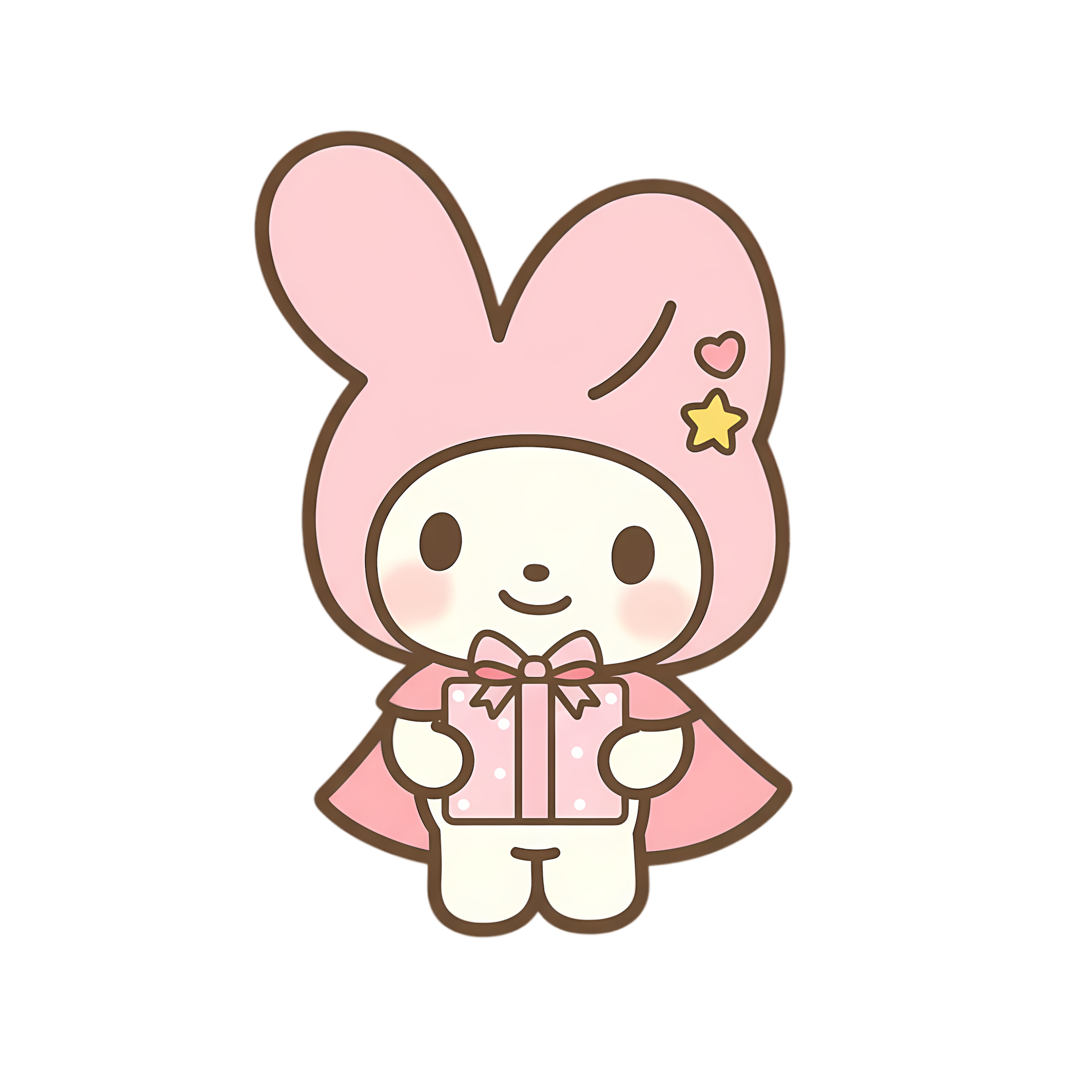 cute pastel bunny holding pink gift box