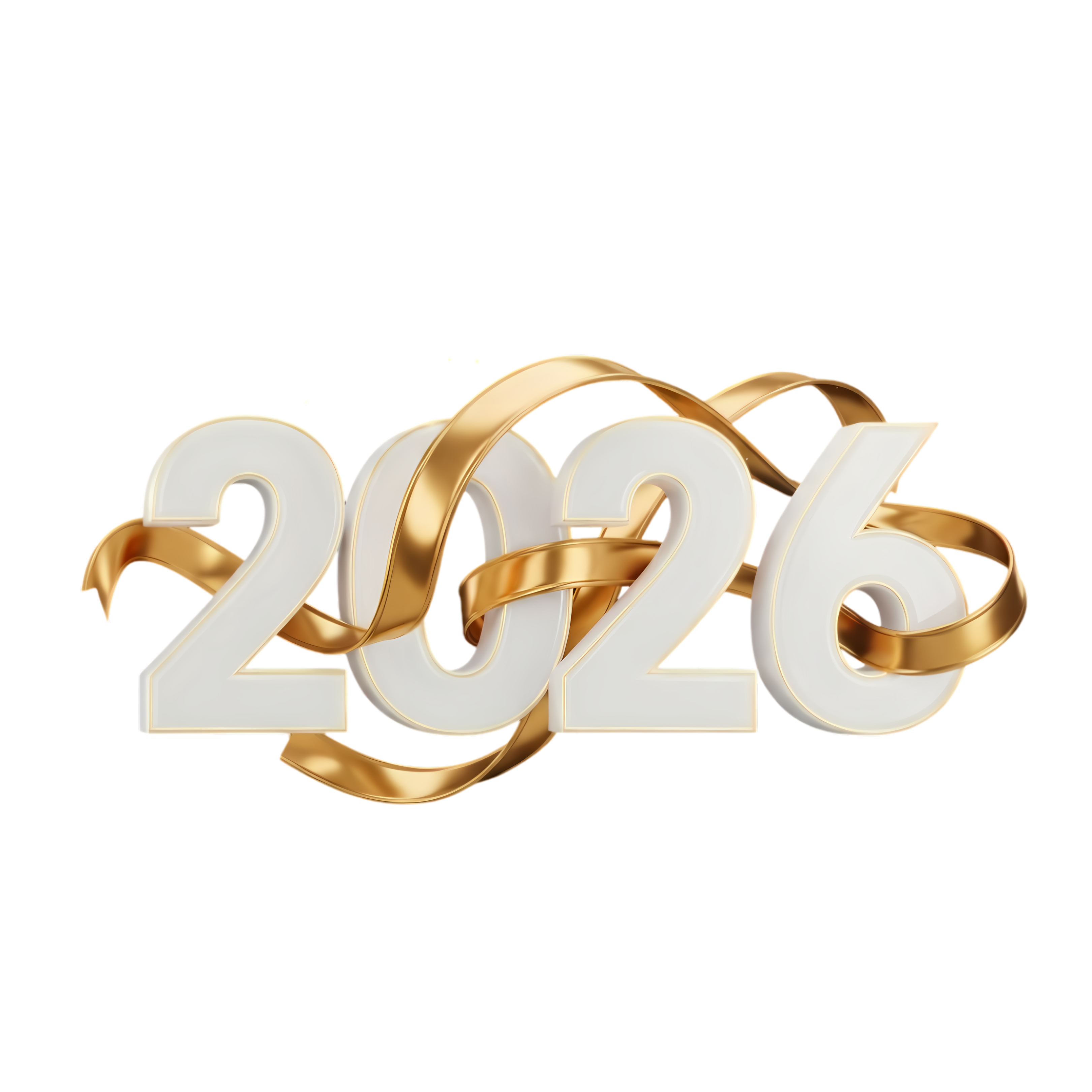 elegant 2026 new year celebration white 3d numbers
