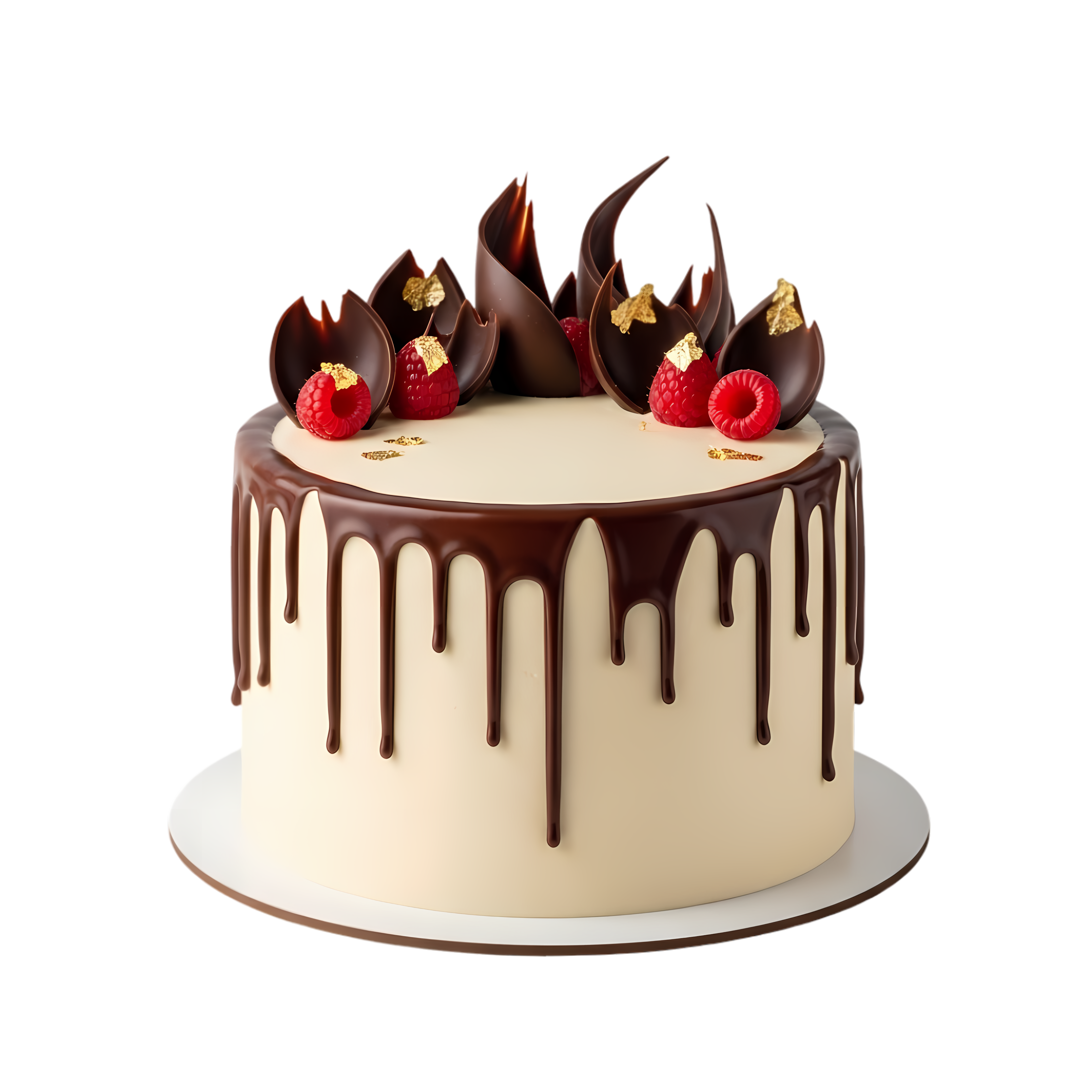 elegant cream birthday cake with chocolate drip finish