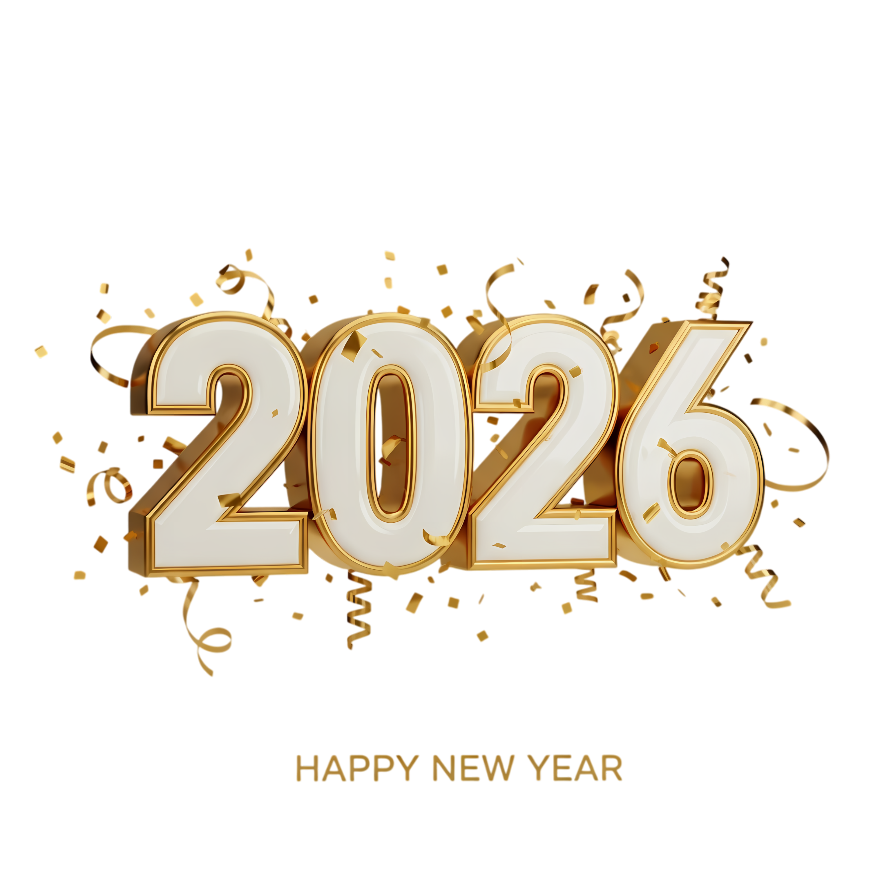 elegant happy new year 2026 3d script style
