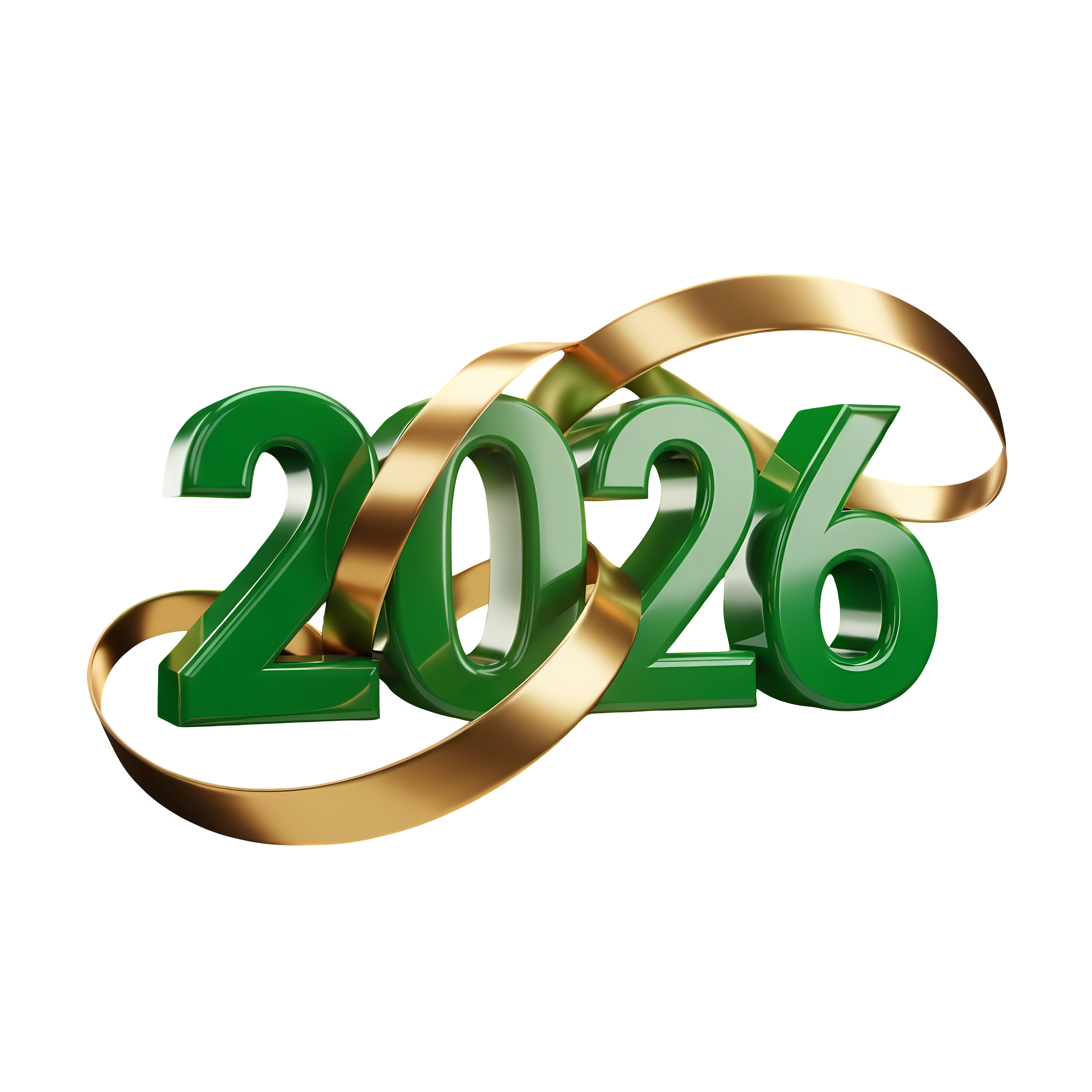 emerald green 3d 2026 with metallic gold ribbon theme