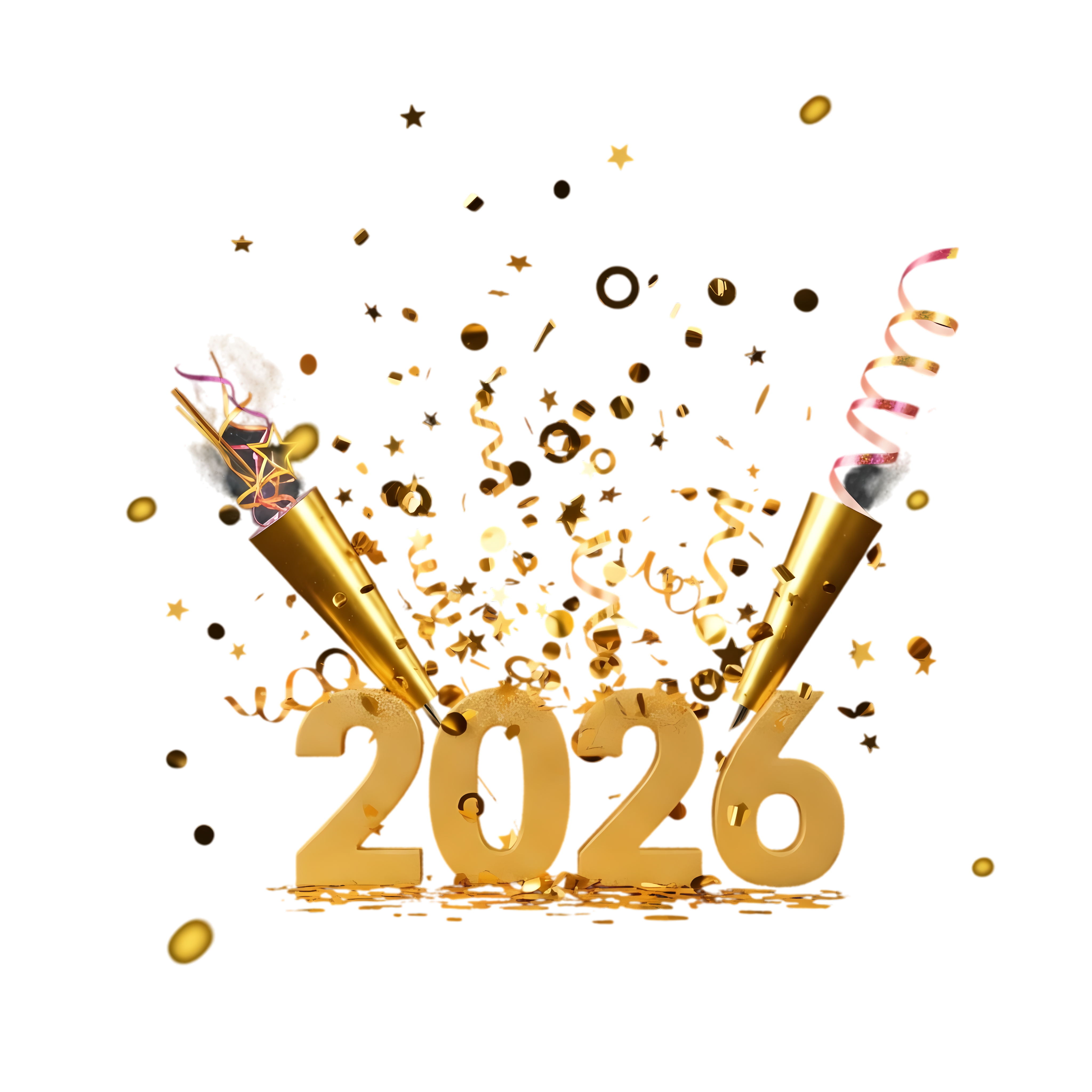 festive 2026 new year layout with gold confetti and popper