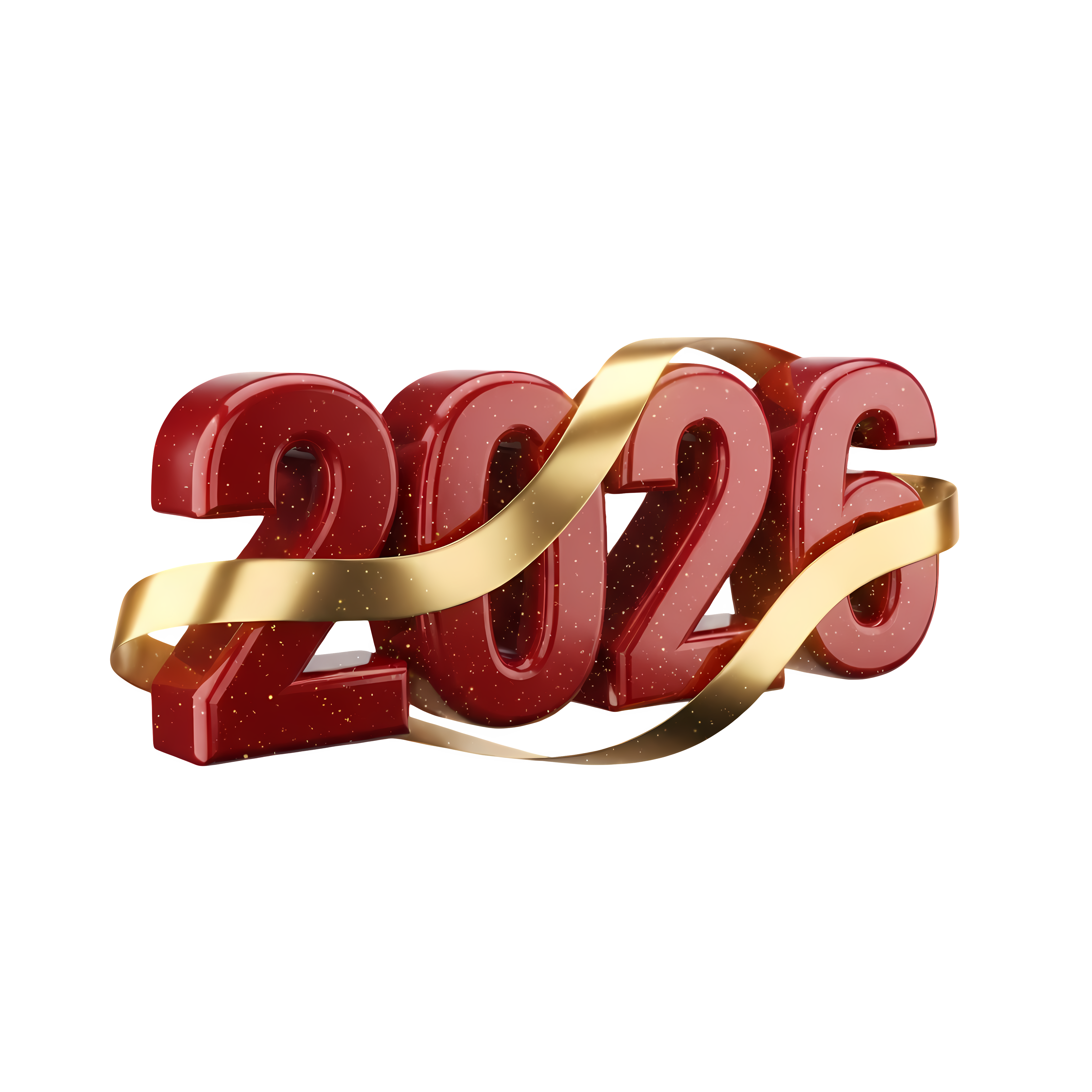 festive red 3d 2026 and gold ribbon new year artwork