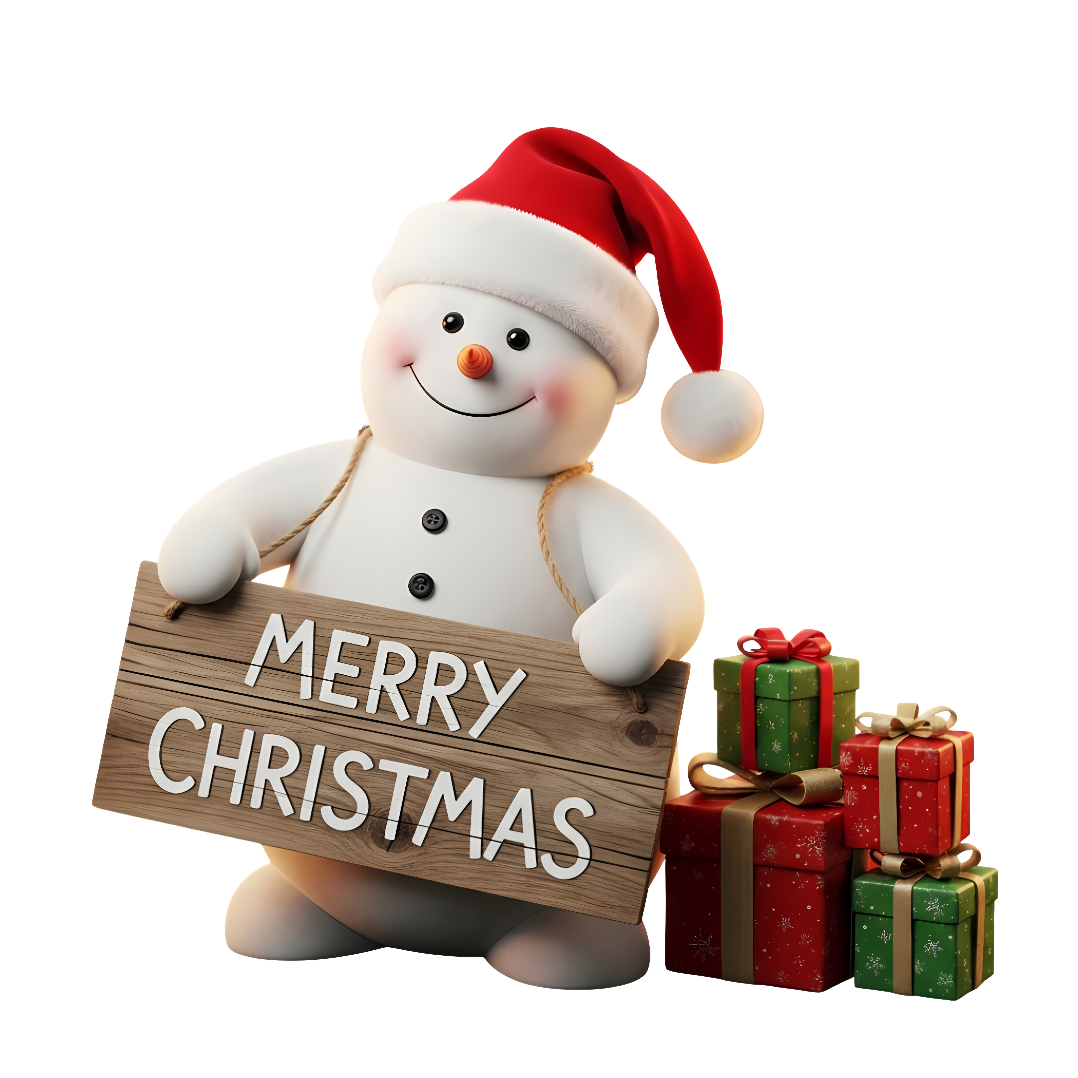 festive snowman holding circular greeting board